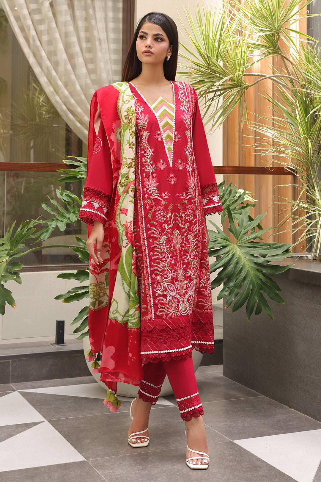 Zellbury | Unstitched 3 Piece Cambric | Embroidered Shirt Shalwar Dupatta - 0074