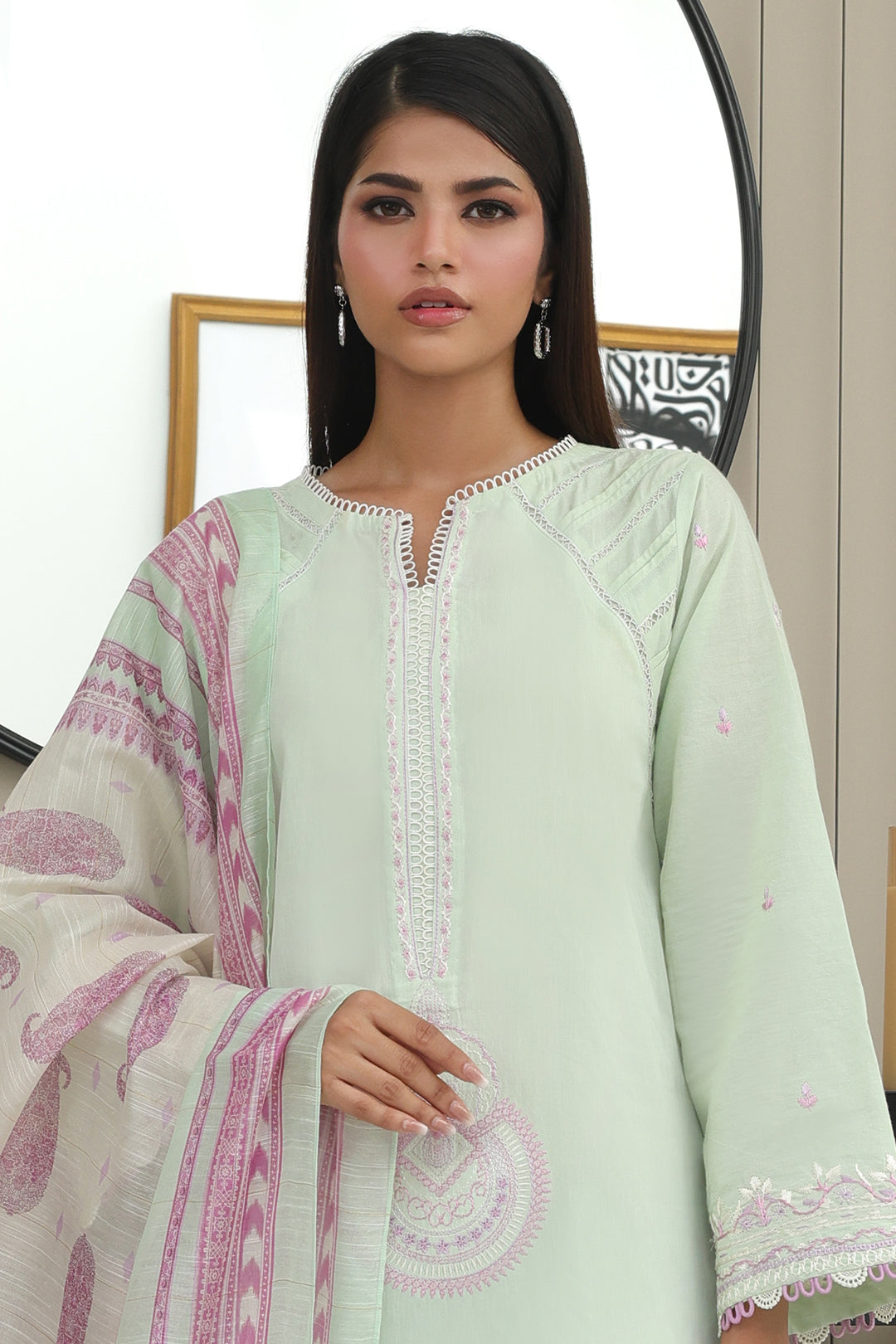 Zellbury | Unstitched 3 Piece Chambray | Embroidered Shirt Shalwar Dupatta - 0077 -  Zellbury Women Essential Unstitched - Original Designer Dress - House of Maryam