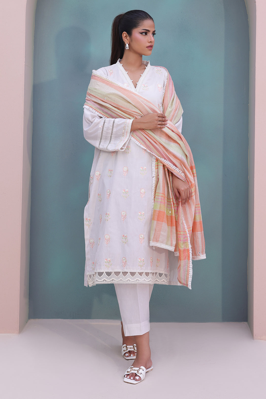 Zellbury | Unstitched 3 Piece Chambray | Embroidered Shirt Shalwar Dupatta - 0078 -  Zellbury Women Essential Unstitched - Original Designer Dress - House of Maryam