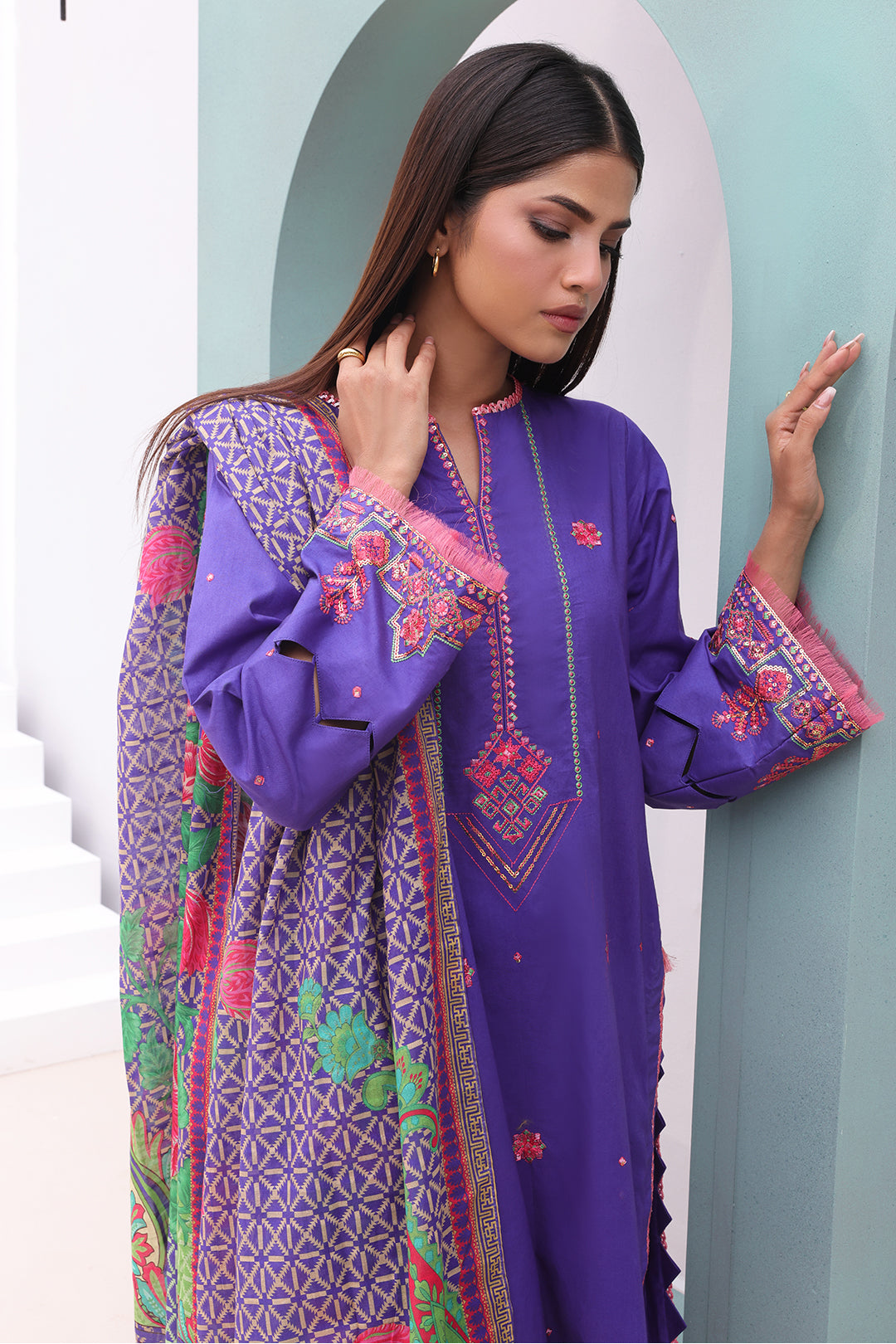 Zellbury | Unstitched 3 Piece Cambric | Embroidered Shirt Shalwar Dupatta - 0082 -  Zellbury Women Signature Unstitched - Original Designer Dress - House of Maryam