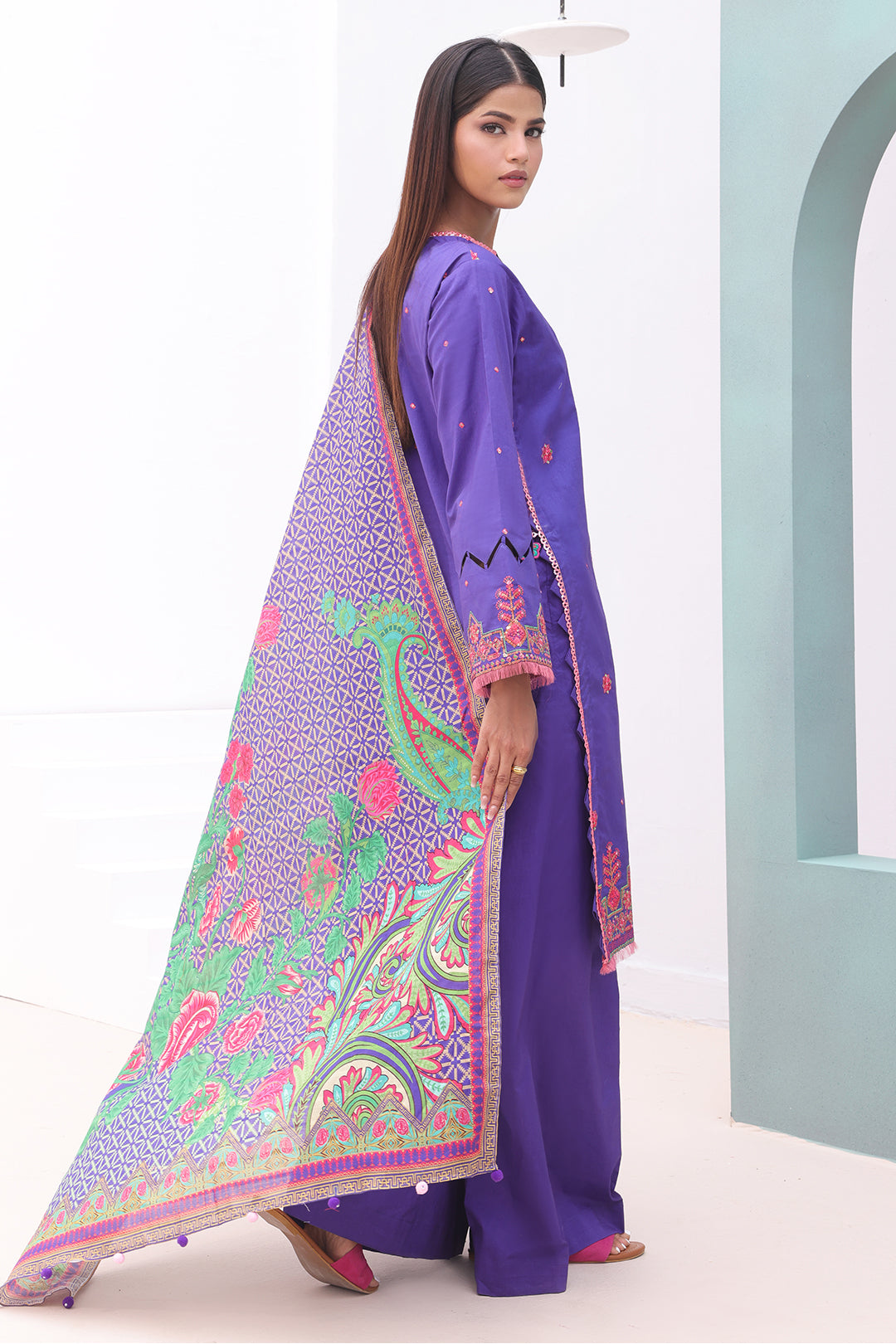 Zellbury | Unstitched 3 Piece Cambric | Embroidered Shirt Shalwar Dupatta - 0082 -  Zellbury Women Signature Unstitched - Original Designer Dress - House of Maryam