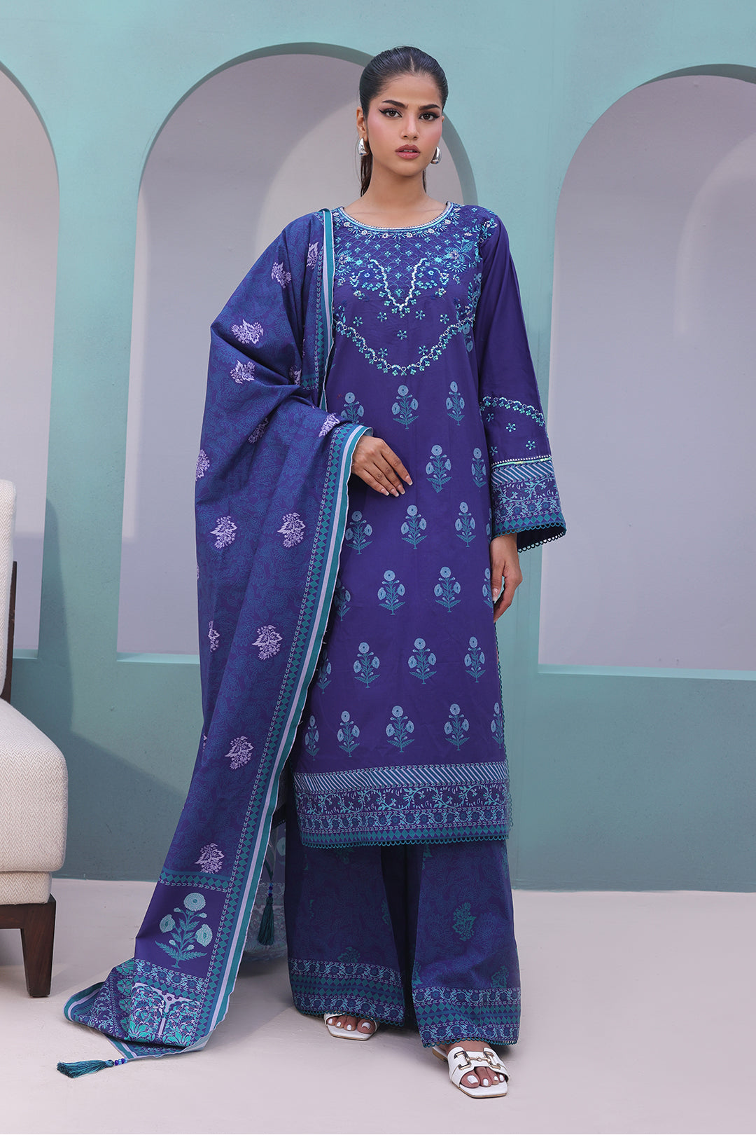 Zellbury | Unstitched 3 Piece Cambric | Embroidered Shirt Shalwar Dupatta - 0141 -  Zellbury Women Essential Unstitched - Original Designer Dress - House of Maryam
