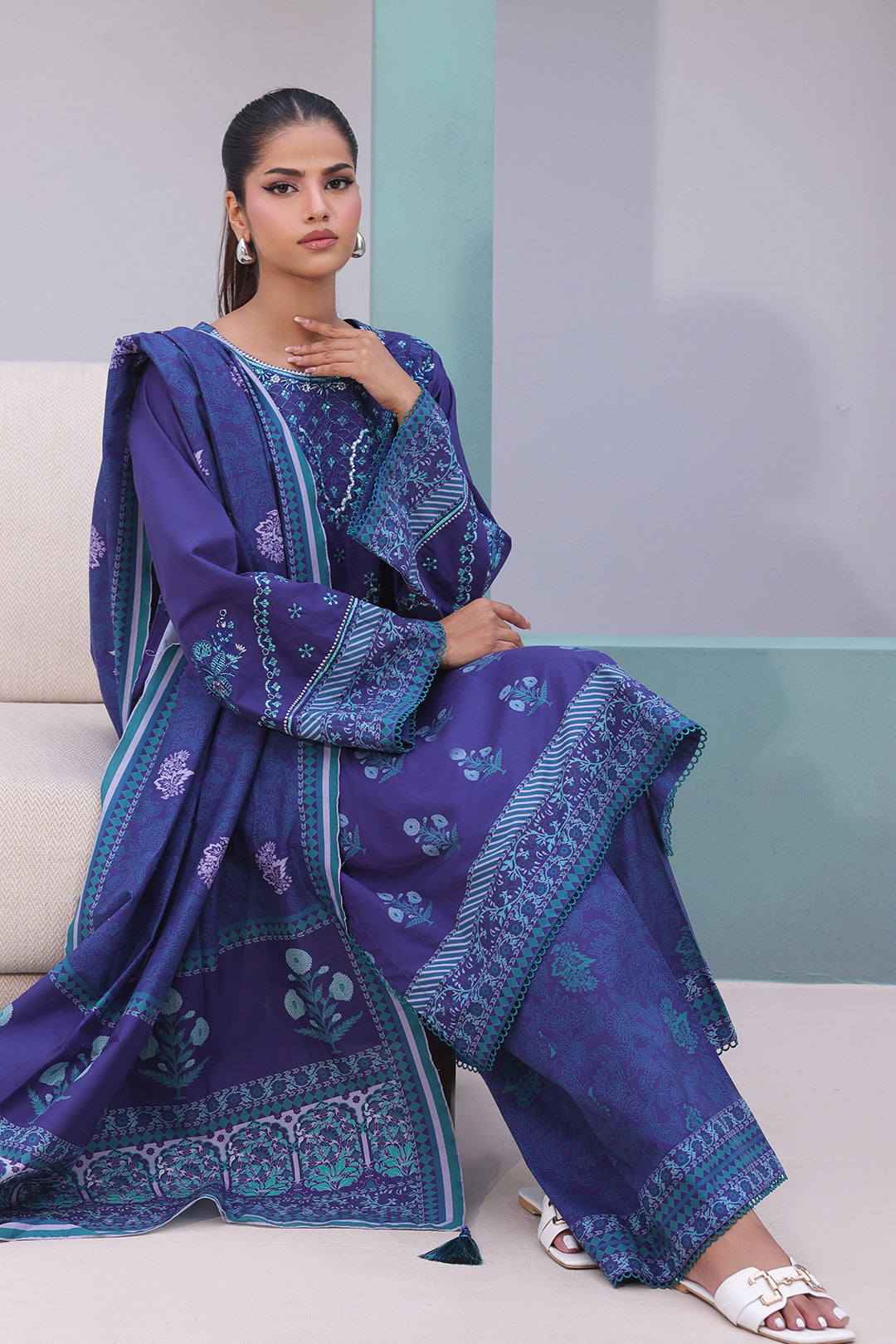 Zellbury | Unstitched 3 Piece Cambric | Embroidered Shirt Shalwar Dupatta - 0141 -  Zellbury Women Essential Unstitched - Original Designer Dress - House of Maryam