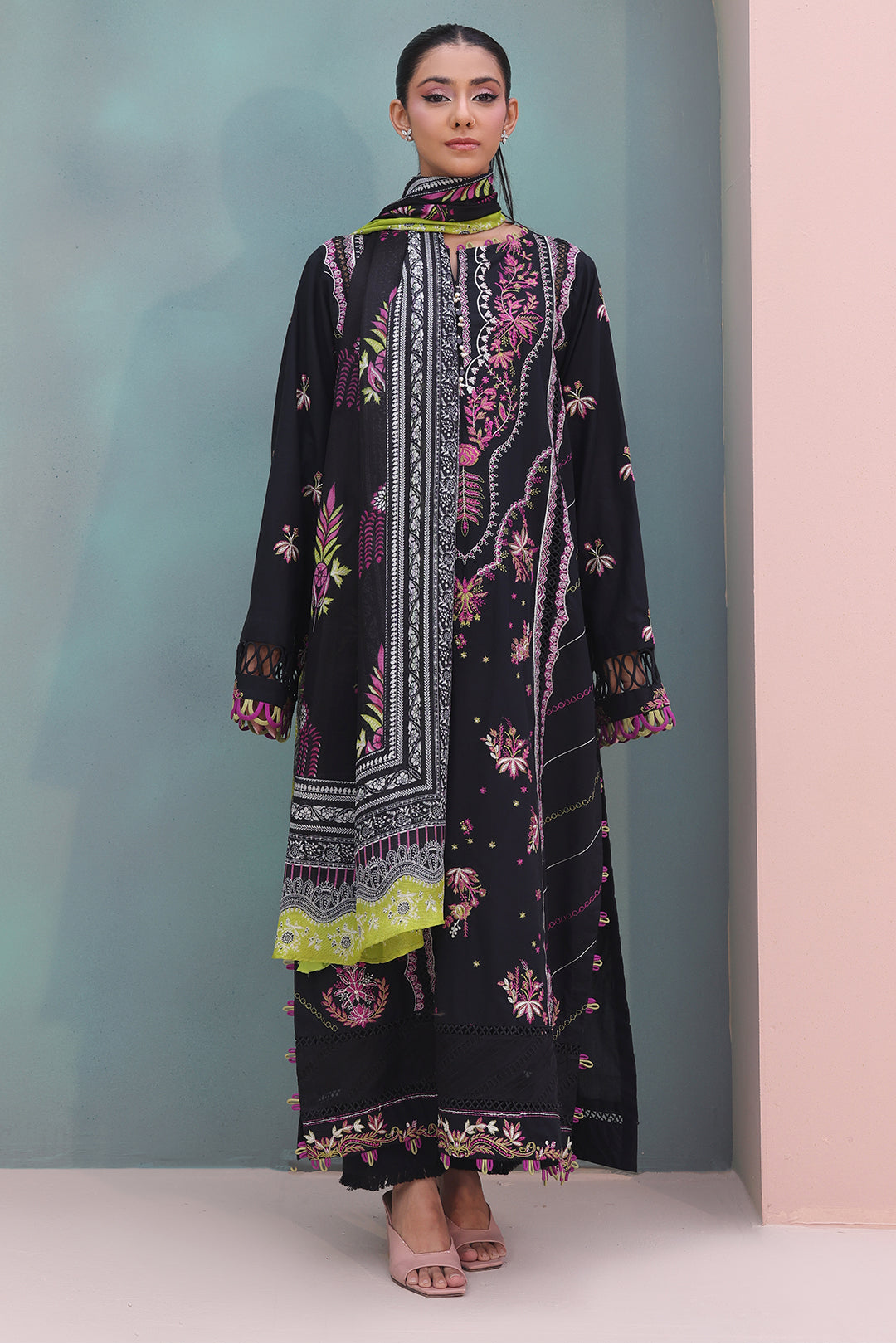 Zellbury | Unstitched 3 Piece Chambray | Embroidered Shirt Shalwar Dupatta - 0148 -  Zellbury Women Essential Unstitched - Original Designer Dress - House of Maryam