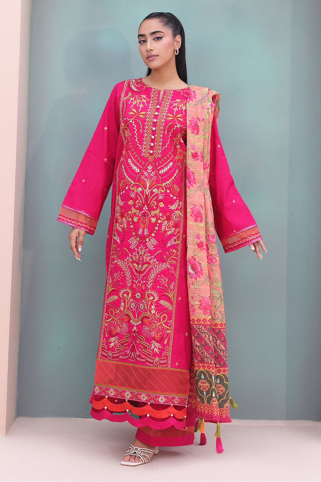 Zellbury | Unstitched 3 Piece Cambric | Embroidered Shirt Shalwar Dupatta - 0151 -  Zellbury Women Signature Unstitched - Original Designer Dress - House of Maryam