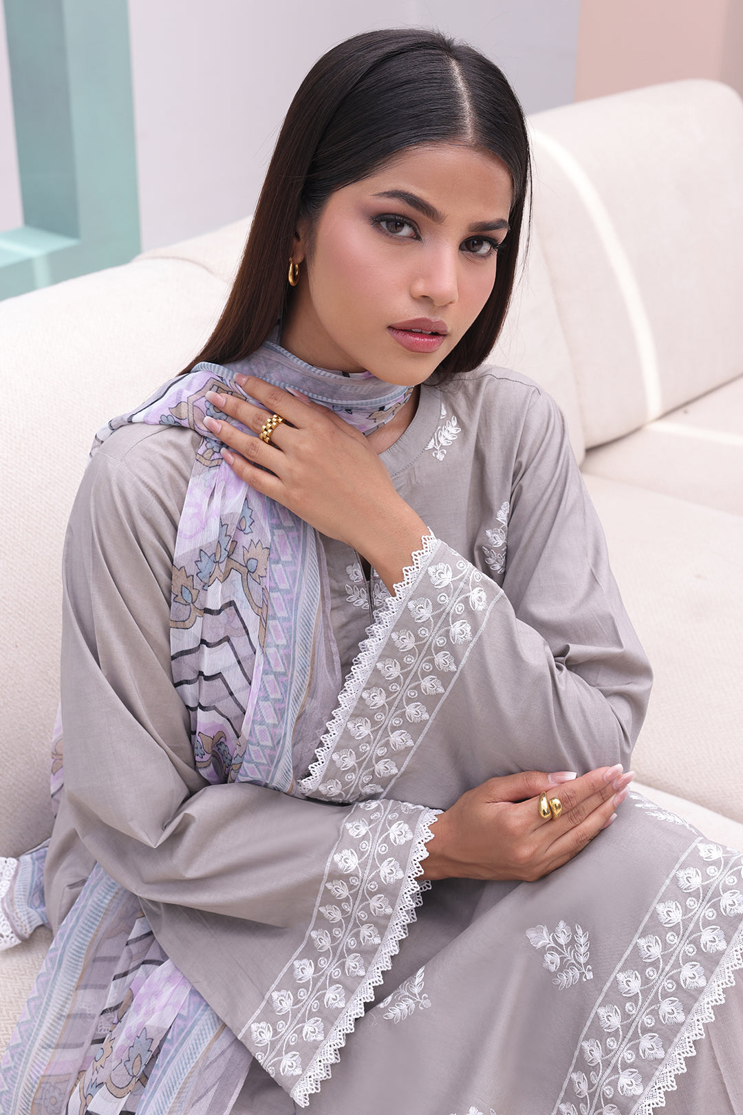 Zellbury | Unstitched 3 Piece Cambric | Embroidered Shirt Shalwar Dupatta - 0601 -  Zellbury Women Essential Unstitched - Original Designer Dress - House of Maryam