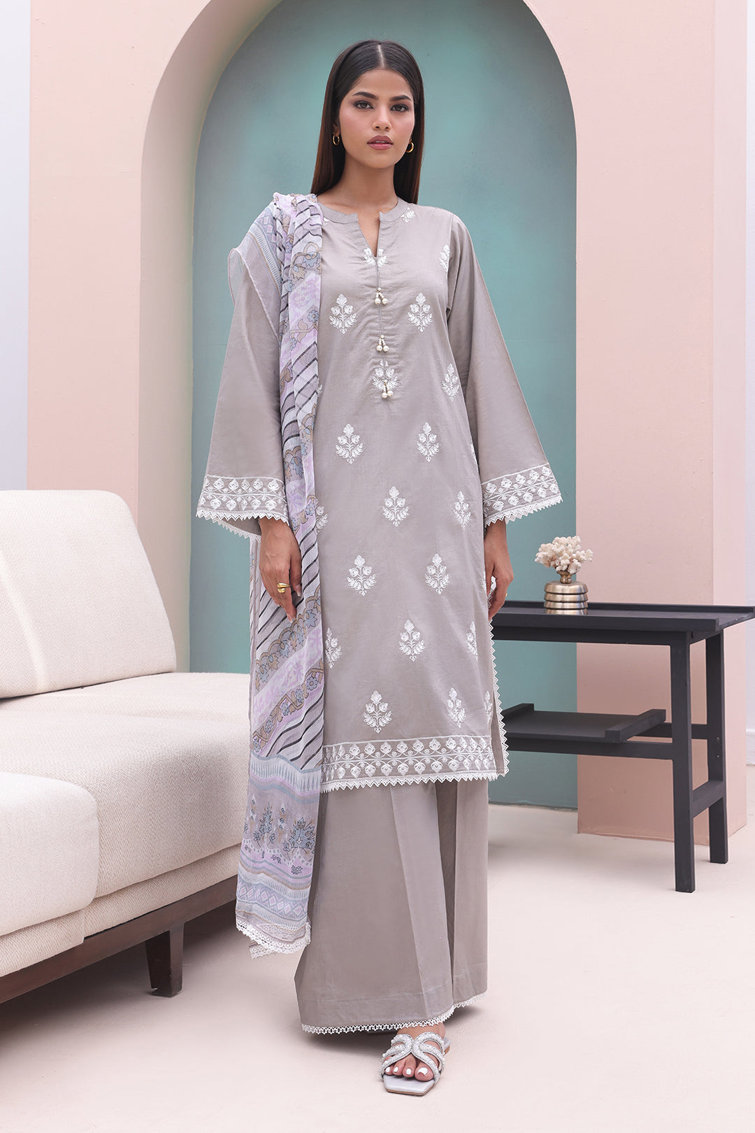 Zellbury | Unstitched 3 Piece Cambric | Embroidered Shirt Shalwar Dupatta - 0601 -  Zellbury Women Essential Unstitched - Original Designer Dress - House of Maryam