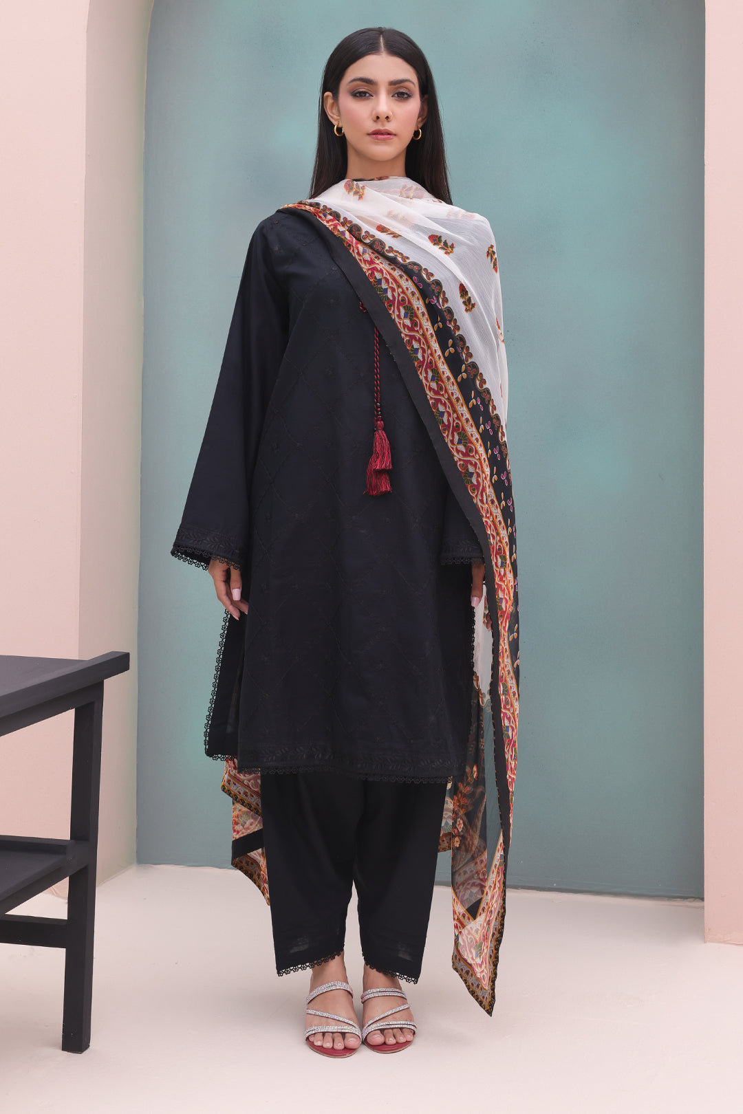 Zellbury | Unstitched 3 Piece Cambric | Embroidered Shirt Shalwar Dupatta - 0605