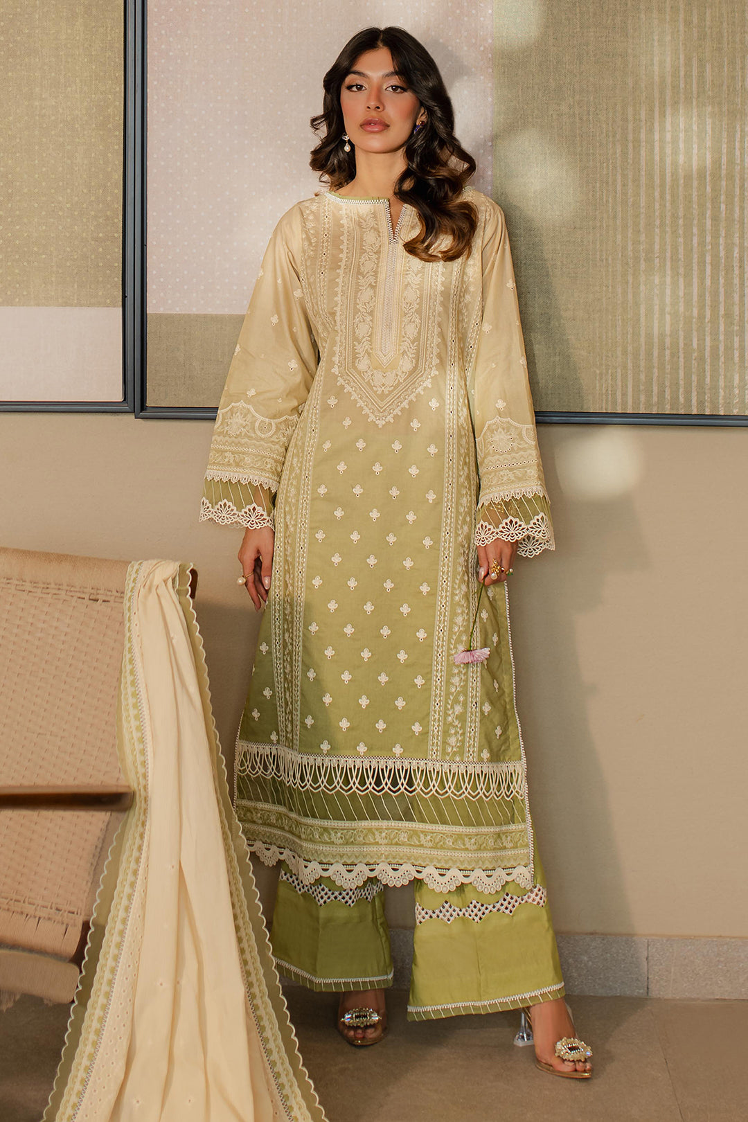 Zellbury | Unstitched 3 Piece Chikankari | Embroidered Shirt Shalwar Dupatta - 0702 -  Zellbury Women Signature Unstitched - Original Designer Dress - House of Maryam
