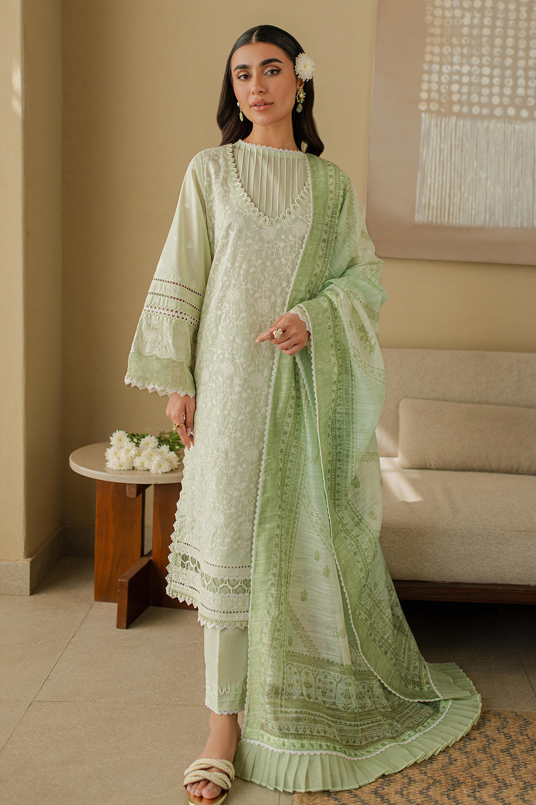 Zellbury | Unstitched 3 Piece Chikankari | Embroidered Shirt Shalwar Dupatta - 0706 -  Zellbury Women Signature Unstitched - Original Designer Dress - House of Maryam