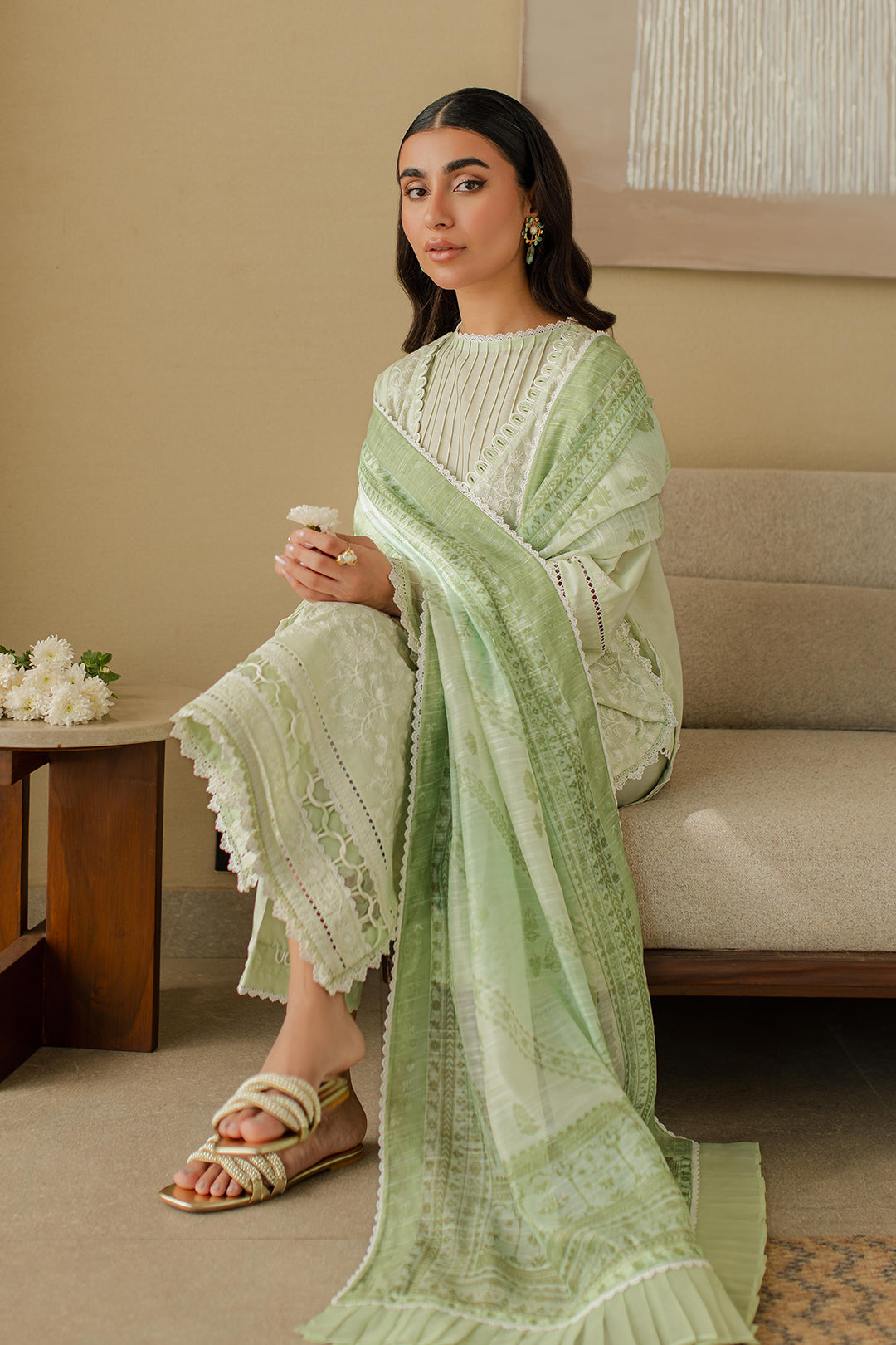 Zellbury | Unstitched 3 Piece Chikankari | Embroidered Shirt Shalwar Dupatta - 0706 -  Zellbury Women Signature Unstitched - Original Designer Dress - House of Maryam