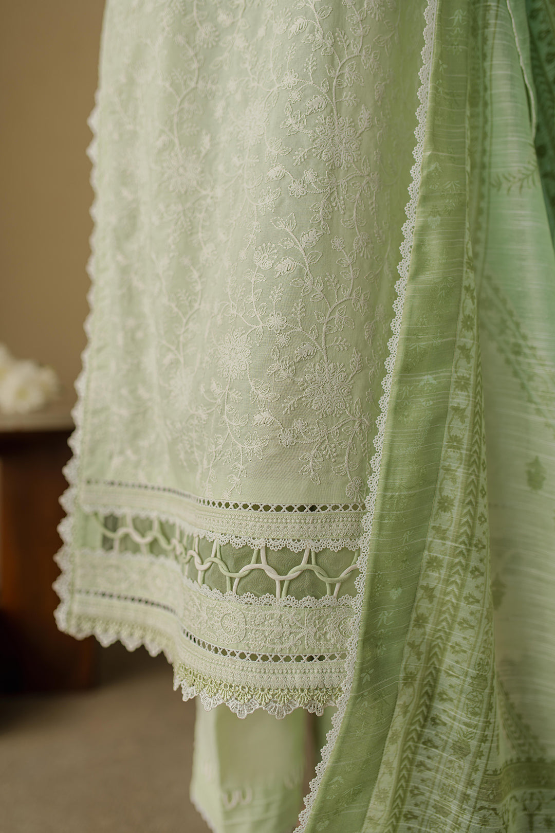 Zellbury | Unstitched 3 Piece Chikankari | Embroidered Shirt Shalwar Dupatta - 0706 -  Zellbury Women Signature Unstitched - Original Designer Dress - House of Maryam