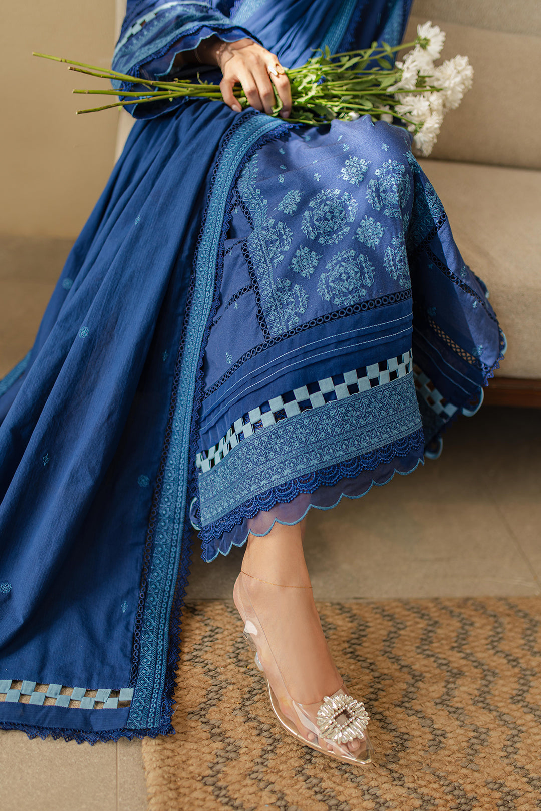Zellbury | Unstitched 3 Piece Chikankari | Embroidered Shirt Shalwar Dupatta - 0711 -  Zellbury Women Signature Unstitched - Original Designer Dress - House of Maryam