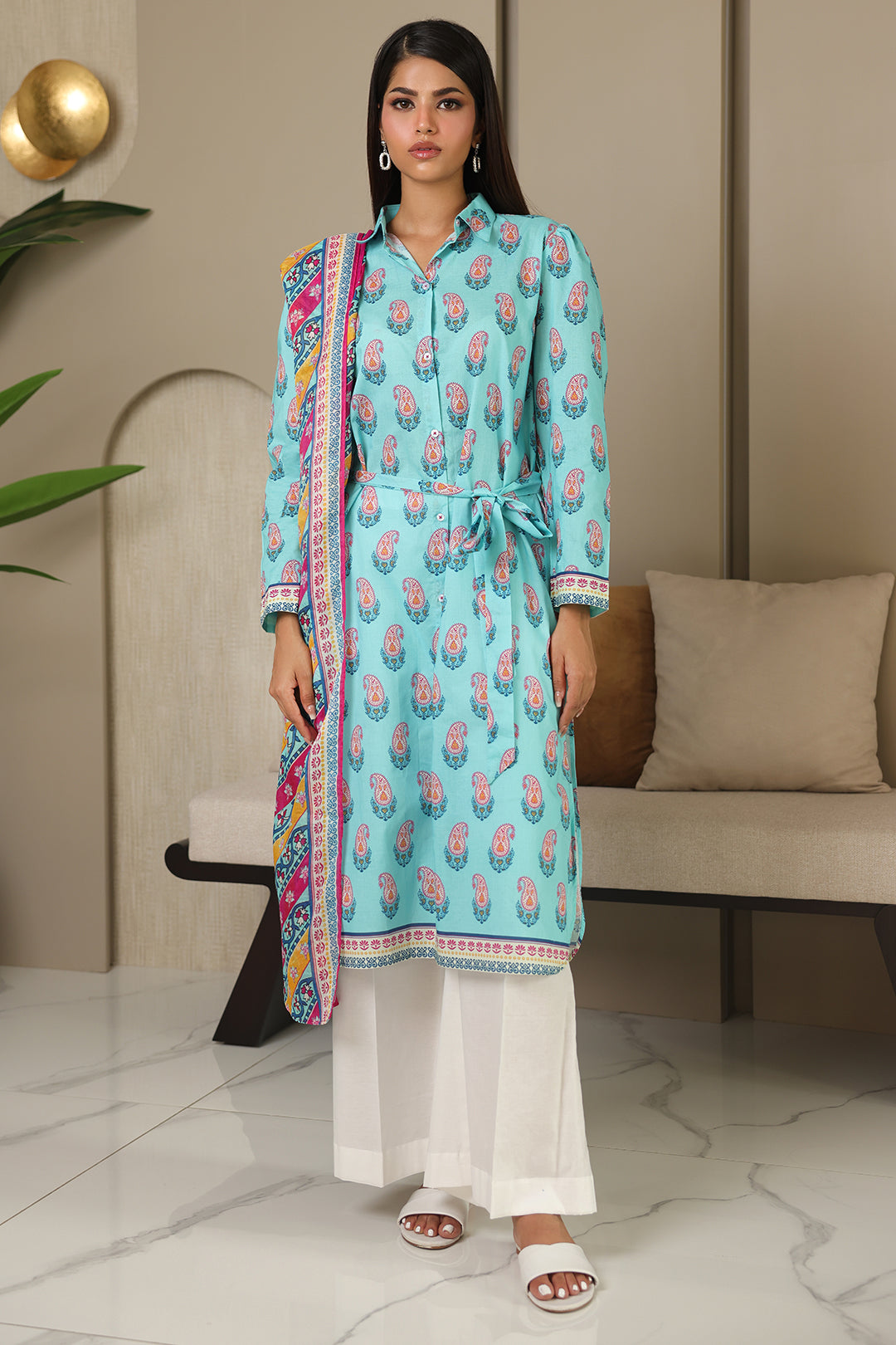 Zellbury | Unstitched 2 Piece Cambric | Shirt Dupatta - 0001 -  Zellbury Women Essential Unstitched - Original Designer Dress - House of Maryam