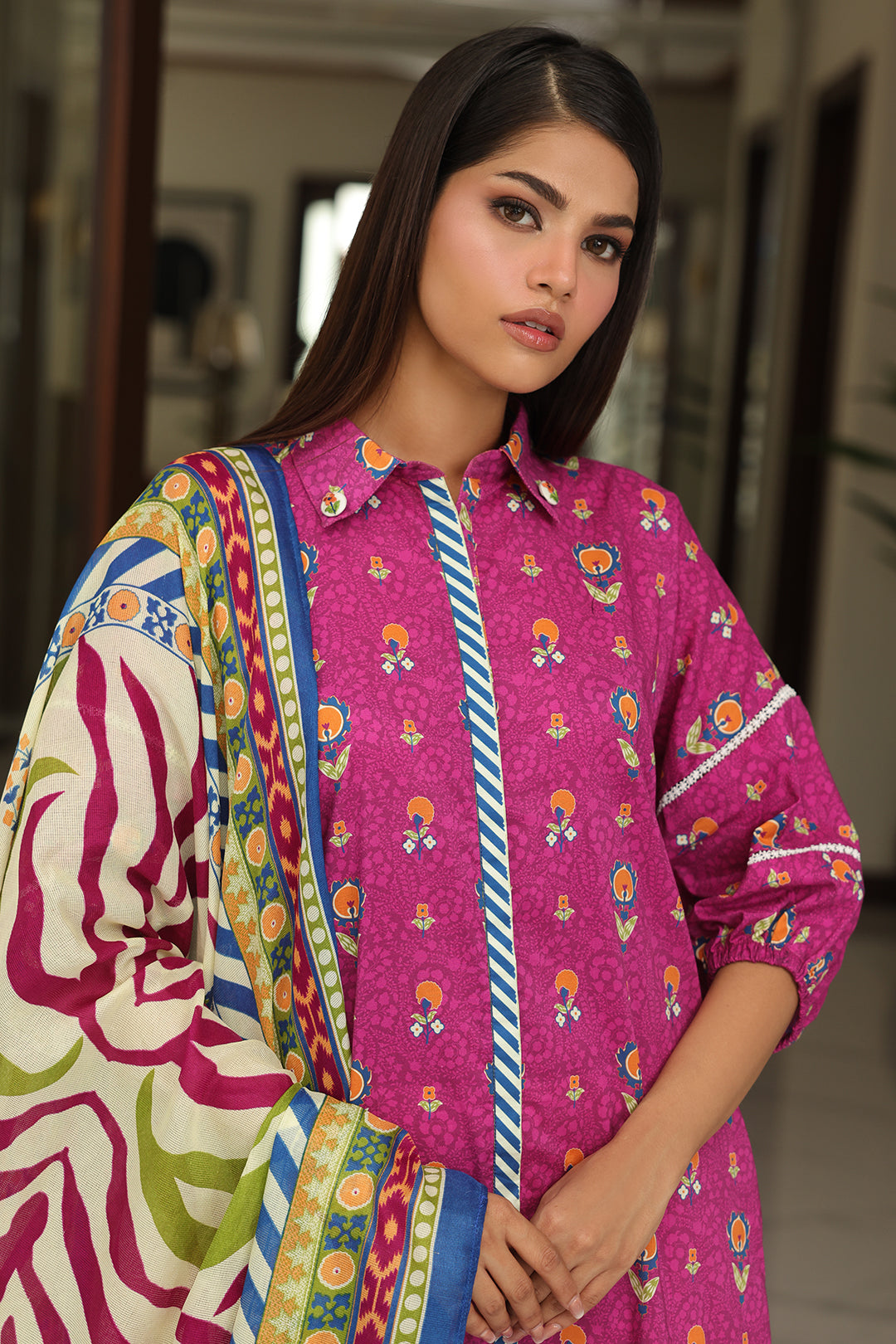 Zellbury | Unstitched 2 Piece Cambric | Shirt Dupatta - 0002 -  Zellbury Women Essential Unstitched - Original Designer Dress - House of Maryam