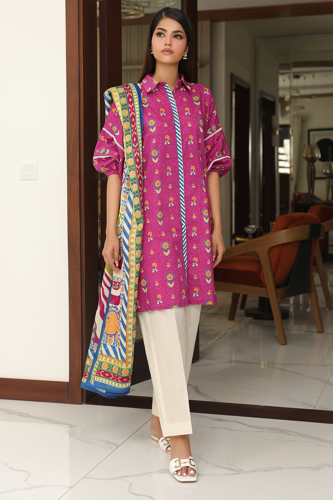 Zellbury | Unstitched 2 Piece Cambric | Shirt Dupatta - 0002 -  Zellbury Women Essential Unstitched - Original Designer Dress - House of Maryam