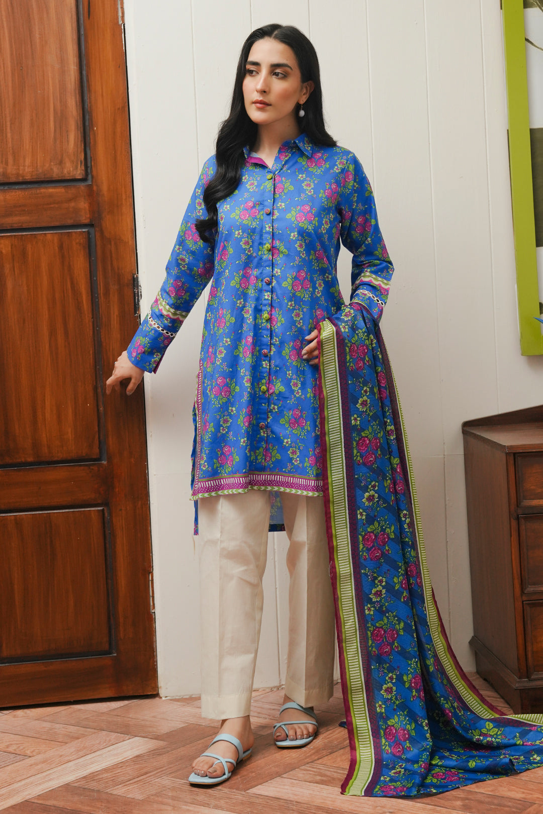 Zellbury | Unstitched 2 Piece Cambric | Shirt Dupatta - 0004 -  Zellbury Women Essential Unstitched - Original Designer Dress - House of Maryam