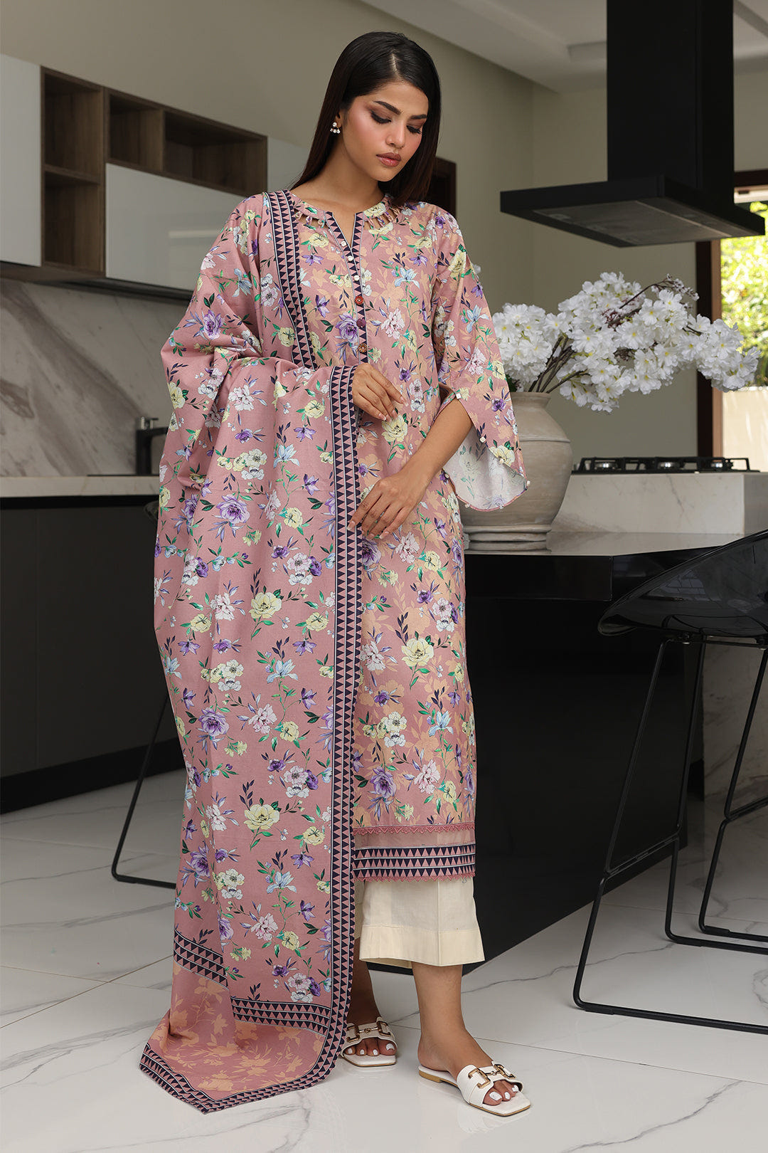 Zellbury | Unstitched 2 Piece Cambric | Shirt Dupatta - 0007 -  Zellbury Women Essential Unstitched - Original Designer Dress - House of Maryam