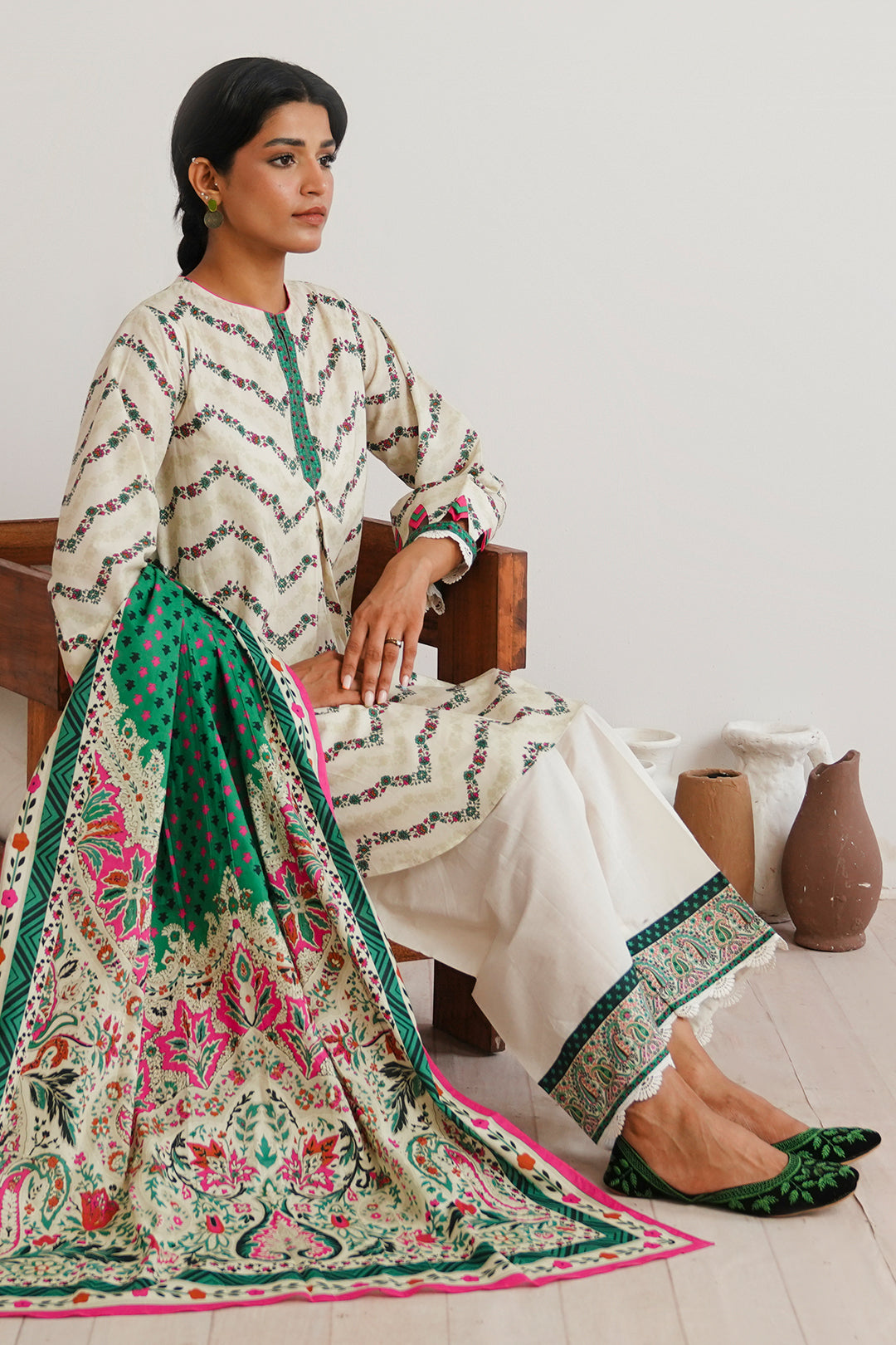 Zellbury | Unstitched 2 Piece Cambric | Shirt Dupatta - 0009 -  Zellbury Women Essential Unstitched - Original Designer Dress - House of Maryam