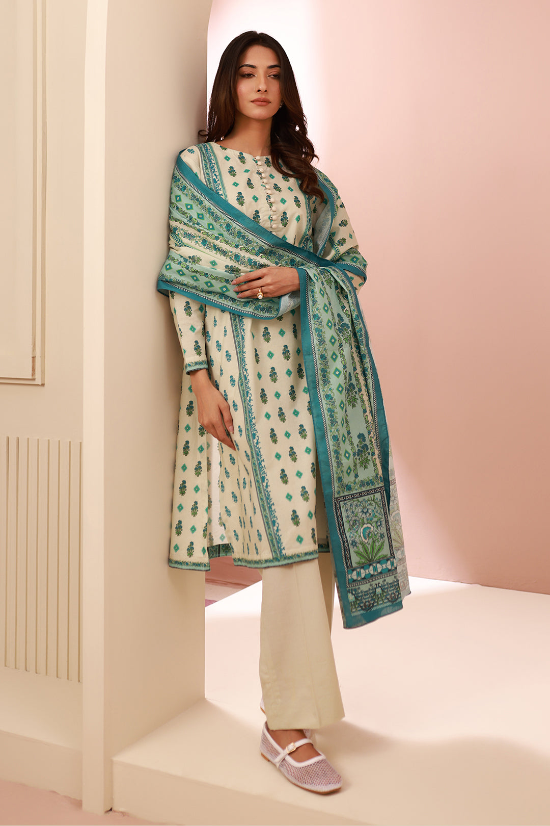 Zellbury | Unstitched 2 Piece Cambric | Shirt Dupatta - 0606