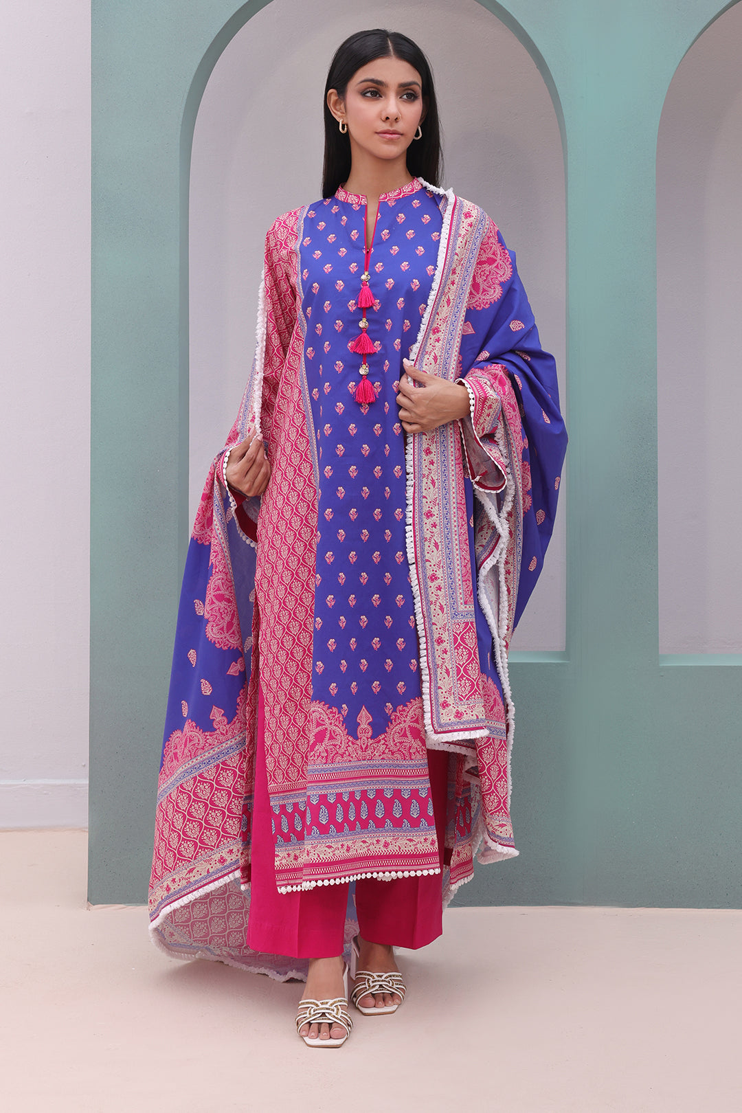 Zellbury | Unstitched 3 Piece Cambric | Shirt Shalwar Dupatta - 0038