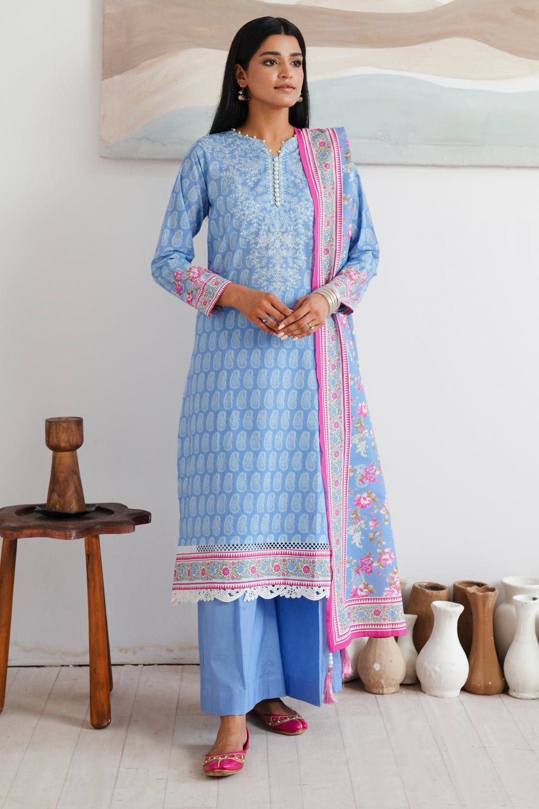 Zellbury | Unstitched 3 Piece Cambric | Shirt Shalwar Dupatta - 0039 -  Zellbury Women Essential Unstitched - Original Designer Dress - House of Maryam