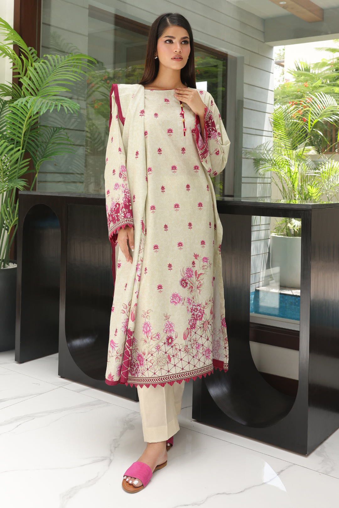 Zellbury | Unstitched 3 Piece Cambric | Shirt Shalwar Dupatta - 0040 -  Zellbury Women Essential Unstitched - Original Designer Dress - House of Maryam