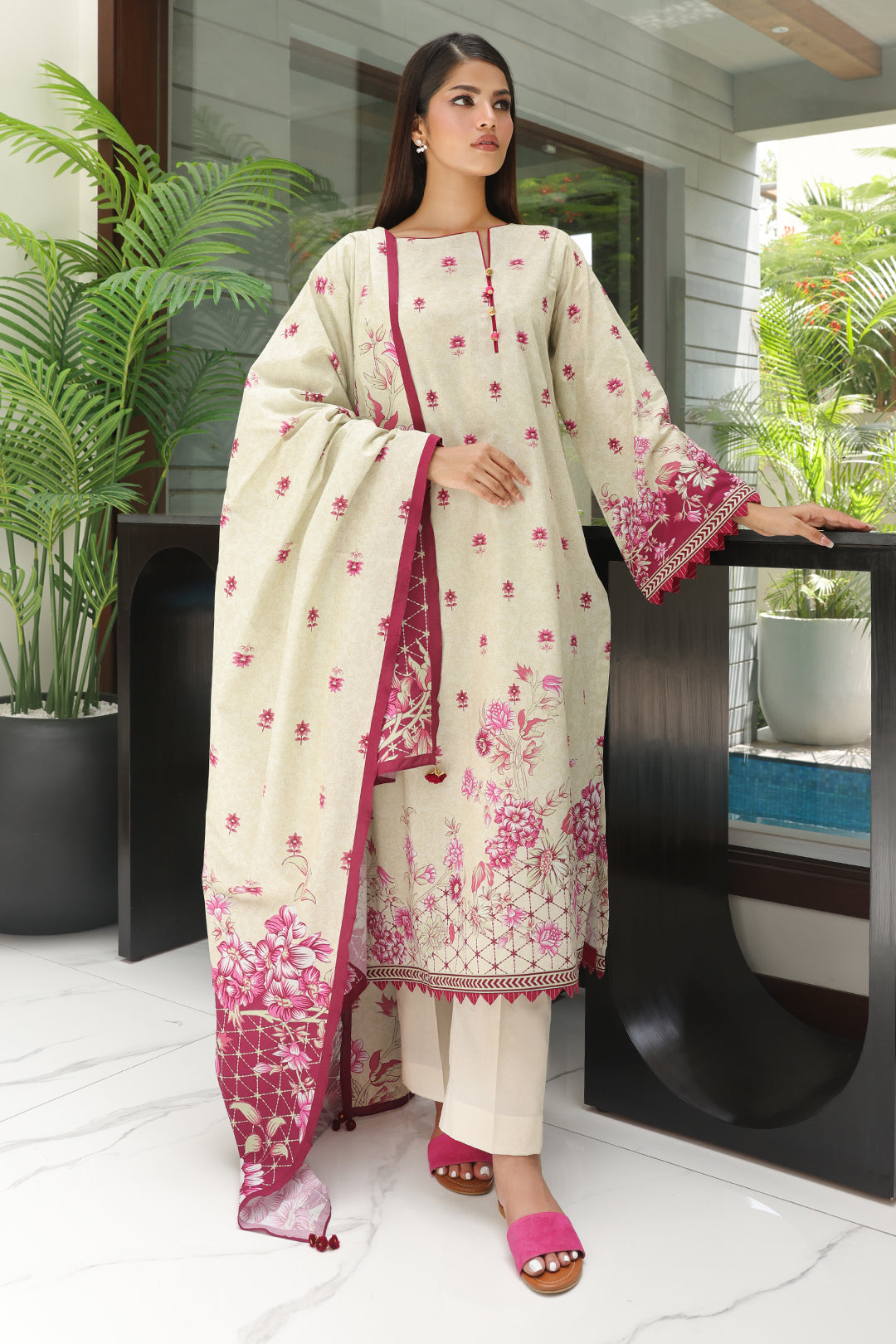 Zellbury | Unstitched 3 Piece Cambric | Shirt Shalwar Dupatta - 0040