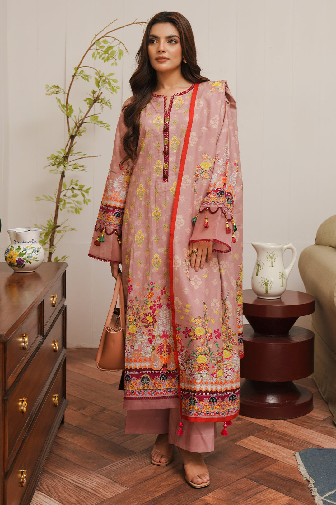 Zellbury | Unstitched 3 Piece Cambric | Shirt Shalwar Dupatta - 0041 -  Zellbury Women Essential Unstitched - Original Designer Dress - House of Maryam