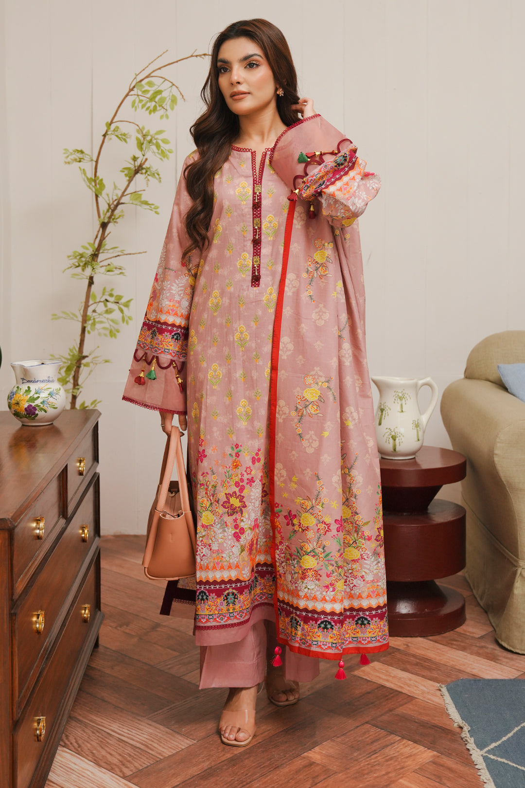 Zellbury | Unstitched 3 Piece Cambric | Shirt Shalwar Dupatta - 0041 -  Zellbury Women Essential Unstitched - Original Designer Dress - House of Maryam
