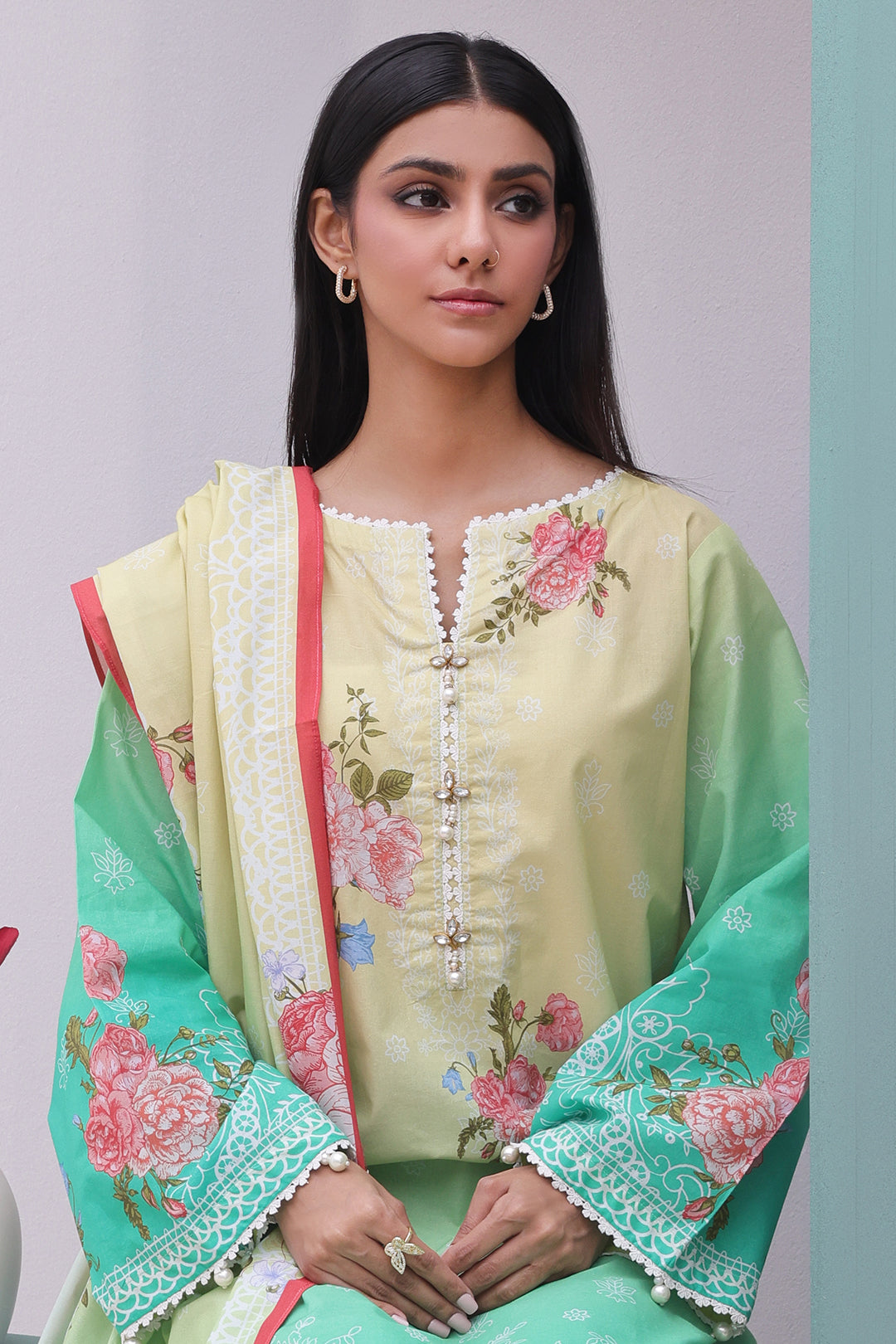 Zellbury | Unstitched 3 Piece Cambric | Shirt Shalwar Dupatta - 0043 -  Zellbury Women Essential Unstitched - Original Designer Dress - House of Maryam