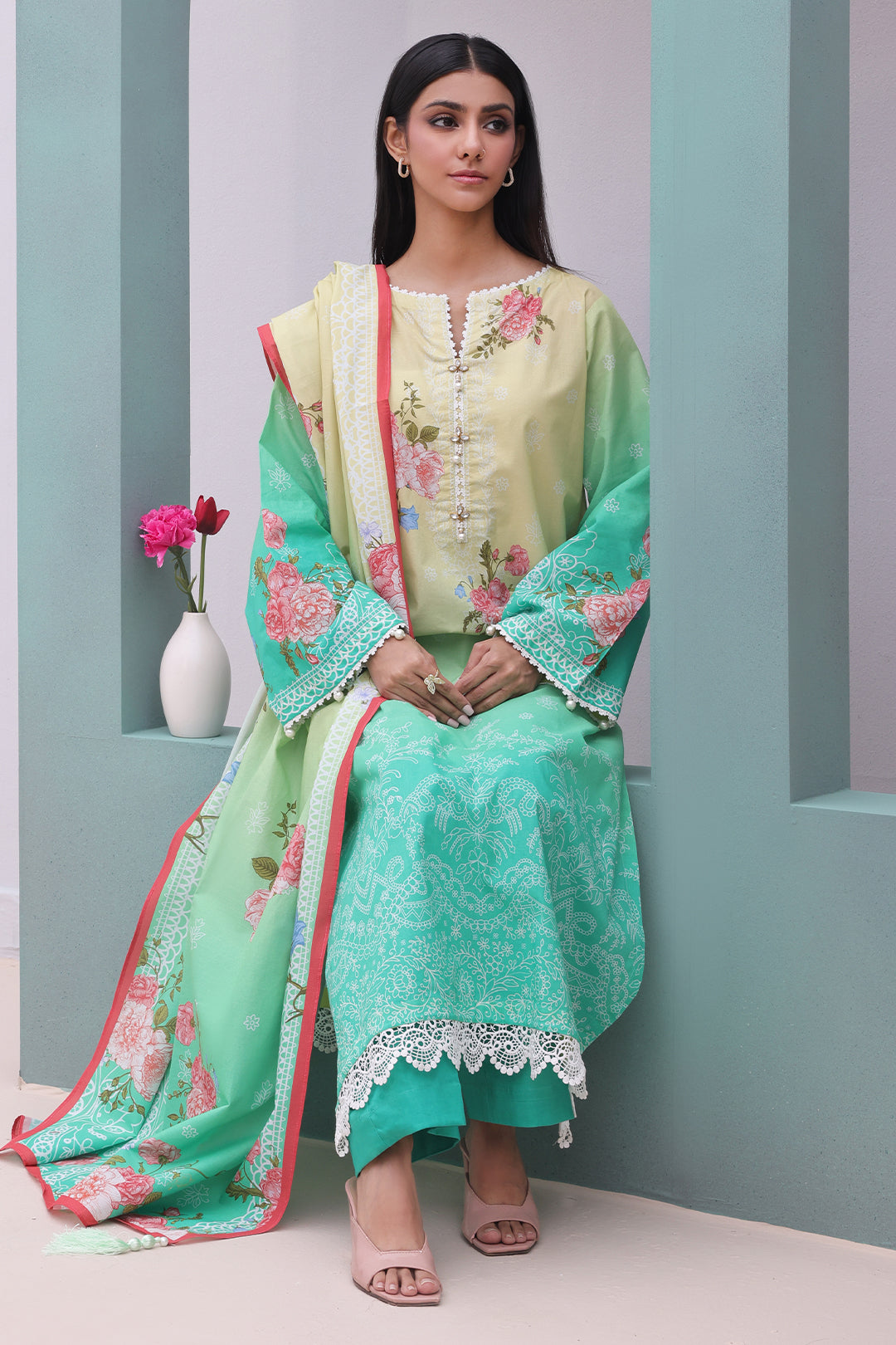 Zellbury | Unstitched 3 Piece Cambric | Shirt Shalwar Dupatta - 0043 -  Zellbury Women Essential Unstitched - Original Designer Dress - House of Maryam