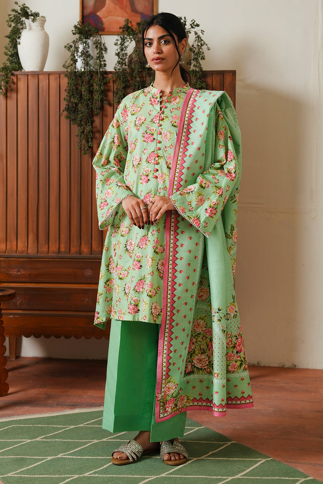 Zellbury | Unstitched 3 Piece Cambric | Shirt Shalwar Dupatta - 0048 -  Zellbury Women Essential Unstitched - Original Designer Dress - House of Maryam
