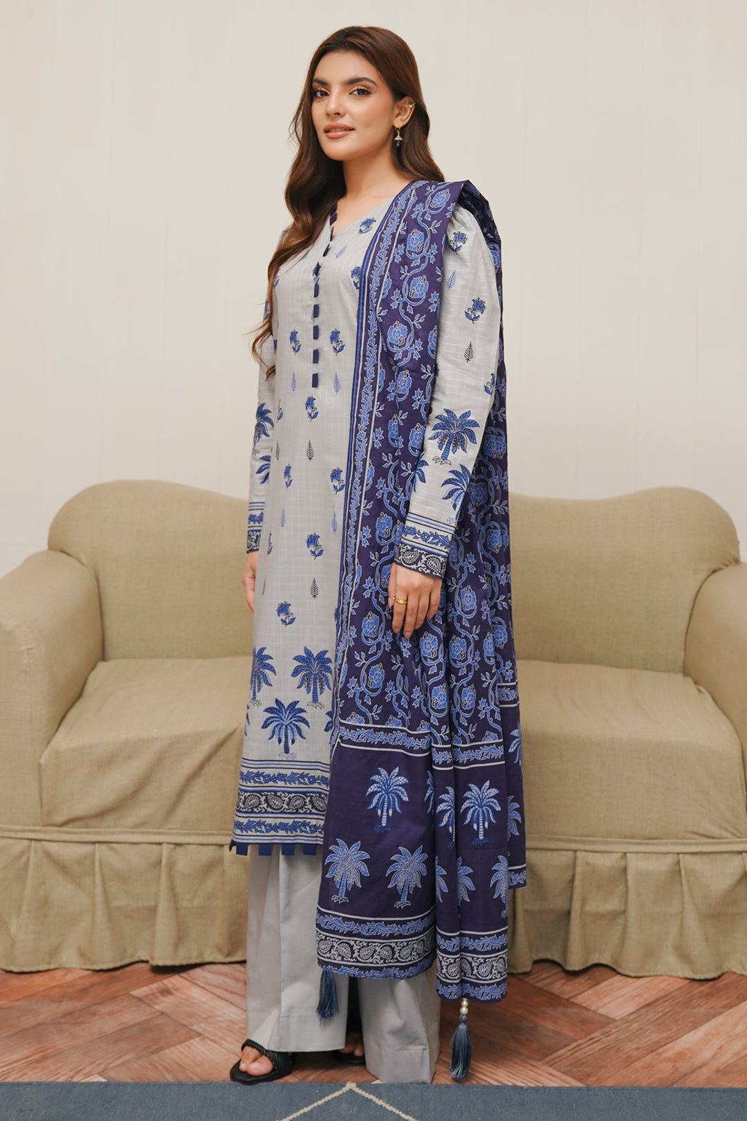 Zellbury | Unstitched 3 Piece Cambric | Shirt Shalwar Dupatta - 0056 -  Zellbury Women Essential Unstitched - Original Designer Dress - House of Maryam