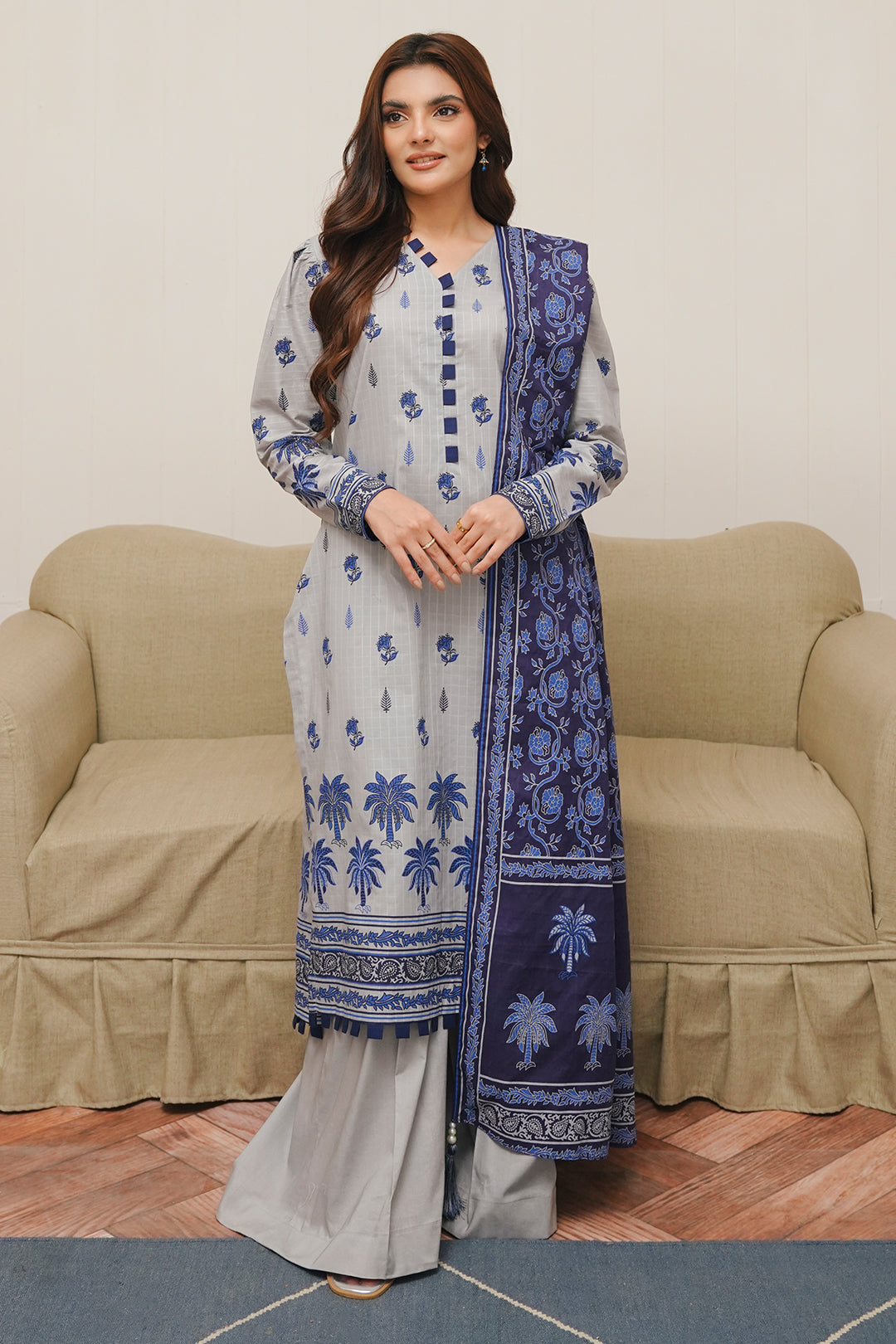 Zellbury | Unstitched 3 Piece Cambric | Shirt Shalwar Dupatta - 0056