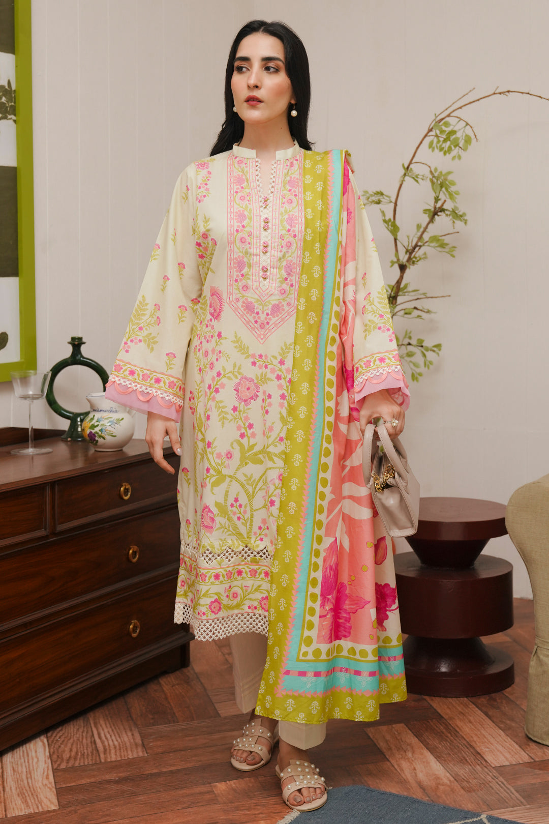 Zellbury | Unstitched 3 Piece Cambric | Shirt Shalwar Dupatta - 0057