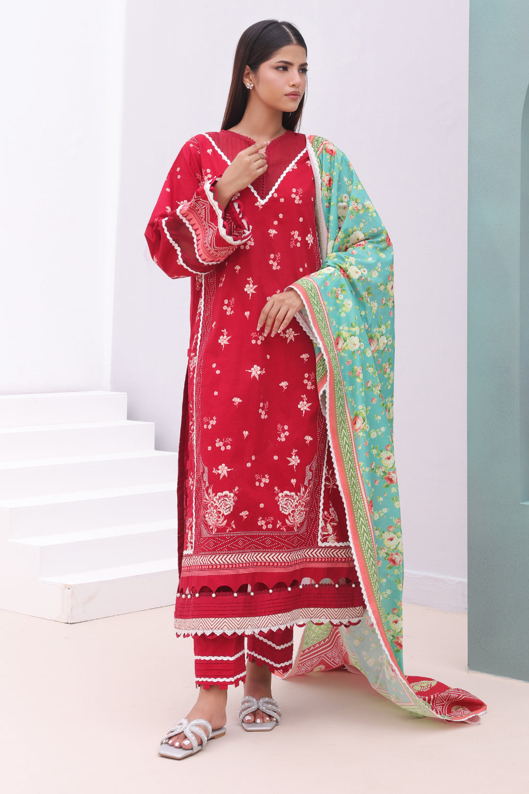 Zellbury | Unstitched 3 Piece Cambric | Shirt Shalwar Dupatta - 0136