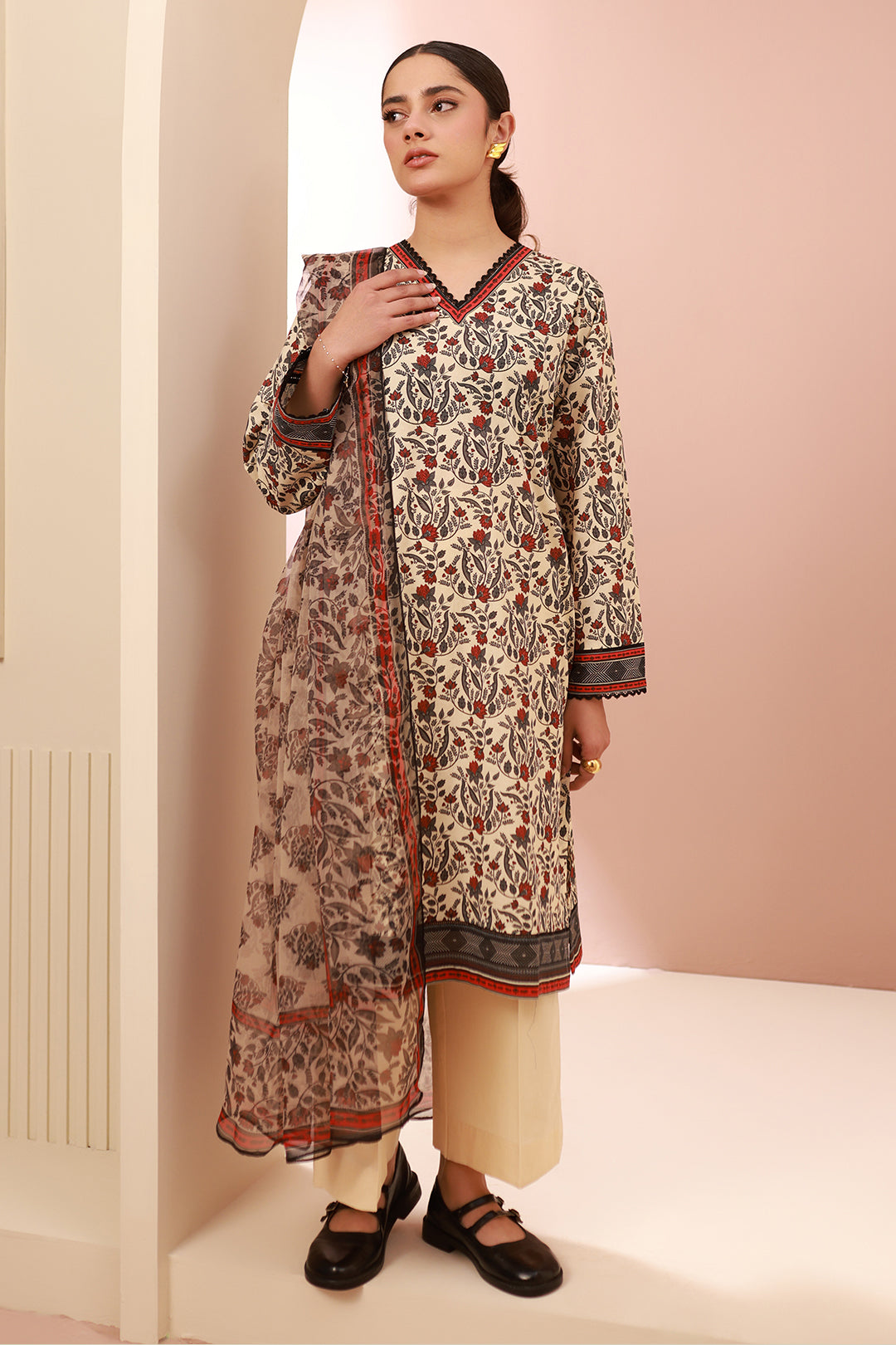 Zellbury | Unstitched 3 Piece Cambric | Shirt Shalwar Dupatta - 0658