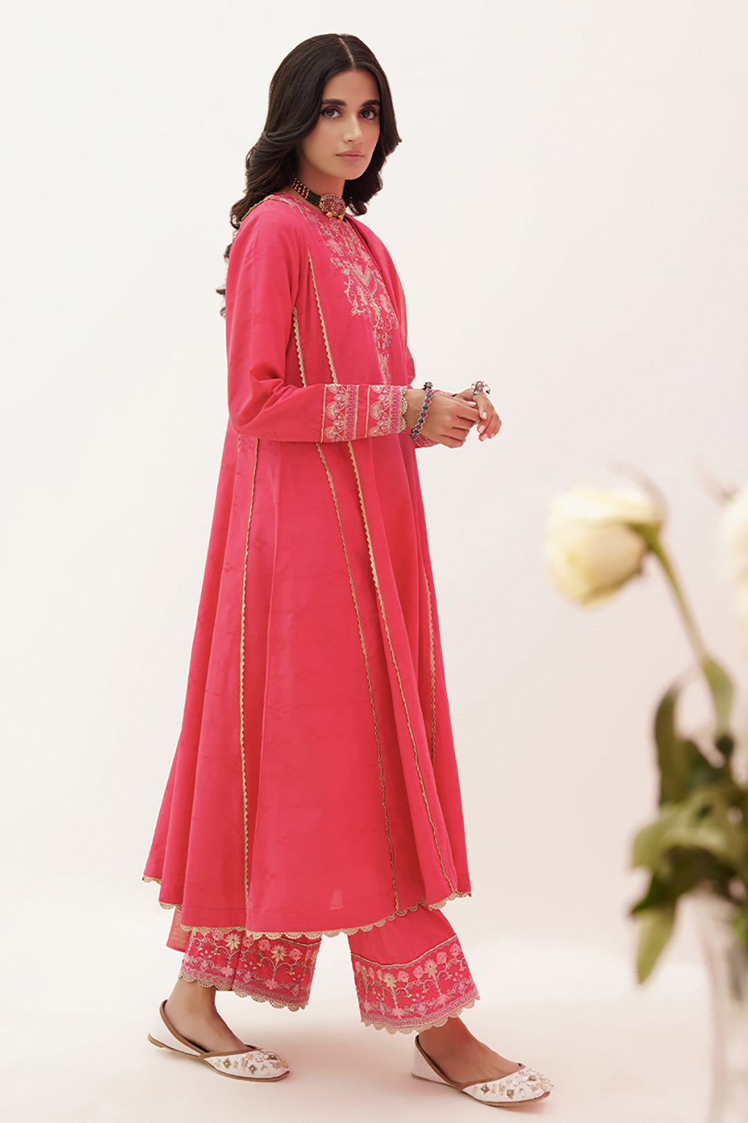 Zellbury | Unstitched 3 Piece Lawn | Embroidered Shirt Shalwar Dupatta - 0351