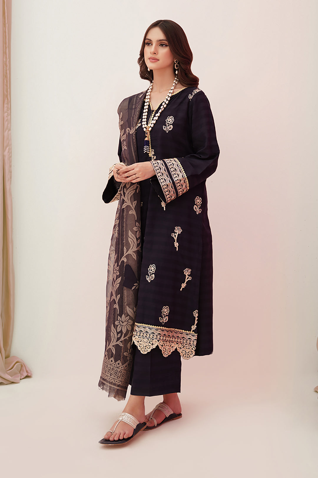 Zellbury | Unstitched 3 Piece Lawn | Embroidered Shirt Shalwar Dupatta - 0355 -  Zellbury Women Luxury Unstitch - Original Designer Dress - House of Maryam