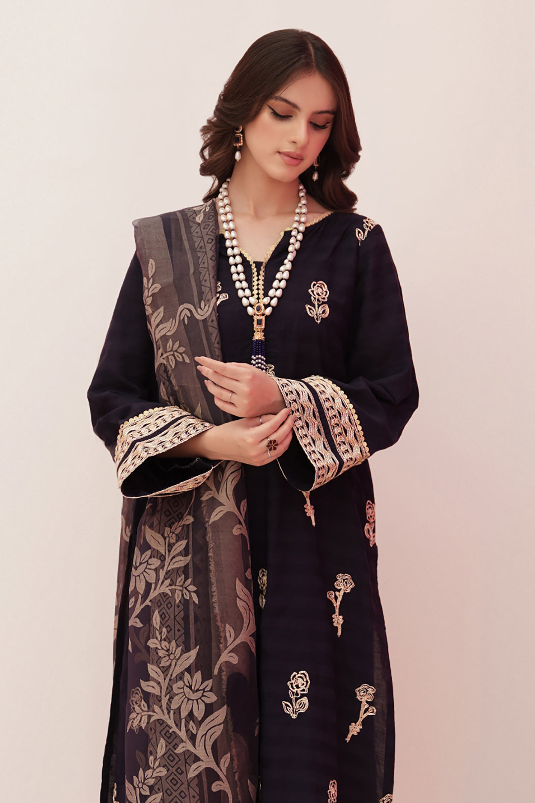 Zellbury | Unstitched 3 Piece Lawn | Embroidered Shirt Shalwar Dupatta - 0355