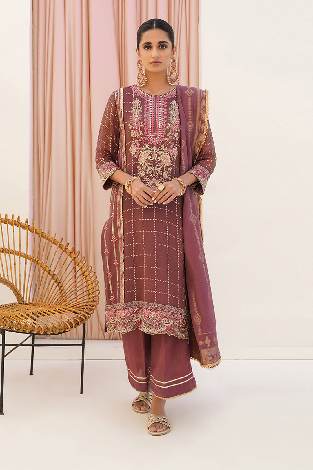 Zellbury | Unstitched 3 Piece Khaddi | Embroidered Shirt Shalwar Dupatta - 0356