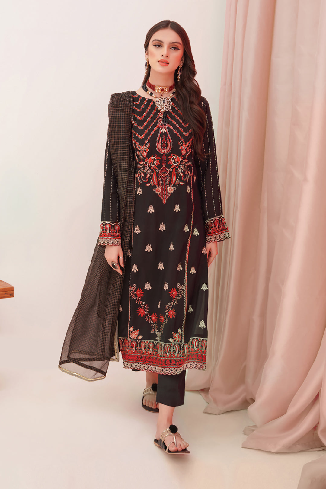 Zellbury | Unstitched 3 Piece Raw Silk | Embroidered Shirt Shalwar Dupatta - 0357 -  Zellbury Women Luxury Unstitch - Original Designer Dress - House of Maryam