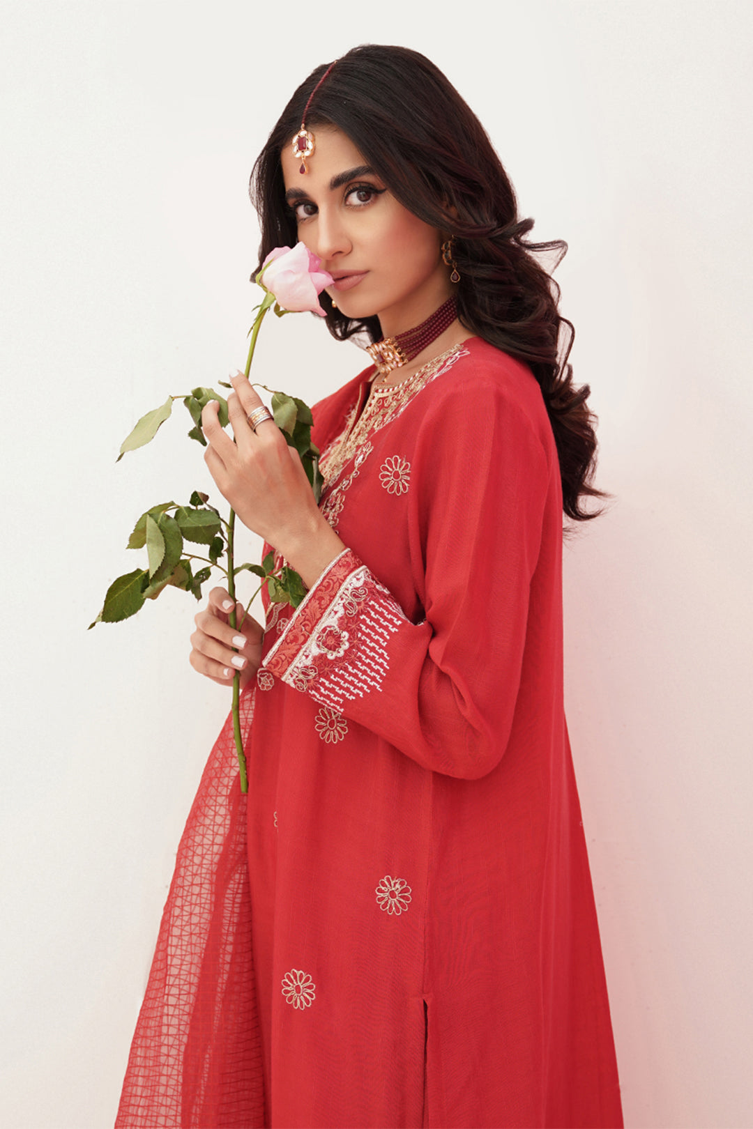 Zellbury | Unstitched 3 Piece Raw Silk | Embroidered Shirt Shalwar Dupatta - 0358