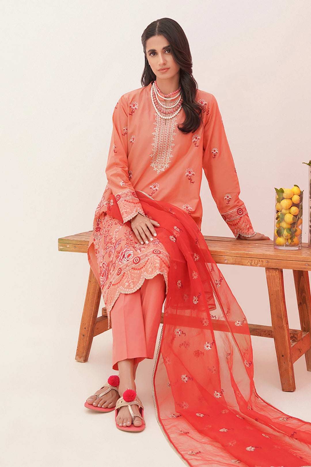 Zellbury | Unstitched 3 Piece Lawn | Embroidered Shirt Shalwar Dupatta - 0365