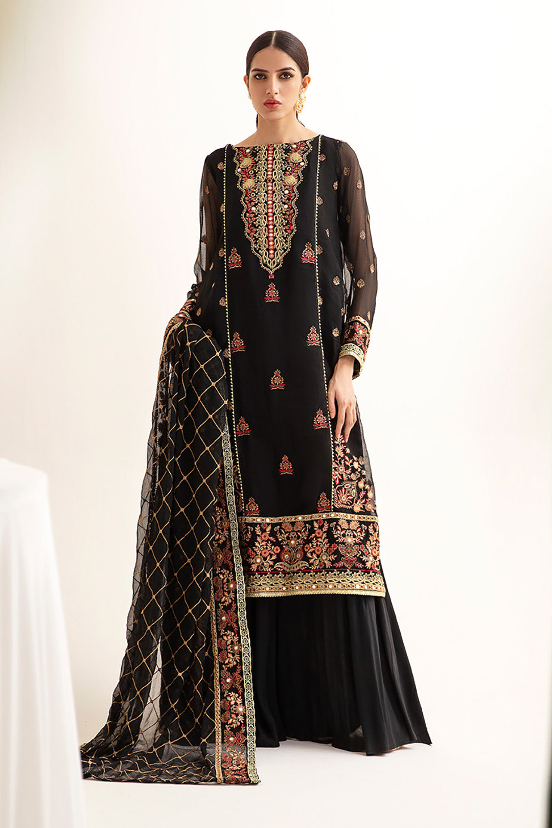 Zellbury | Unstitched 3 Piece Chiffon | Embroidered Shirt Shalwar Dupatta - 0293 -  Zellbury Women Luxury Unstitch - Original Designer Dress - House of Maryam