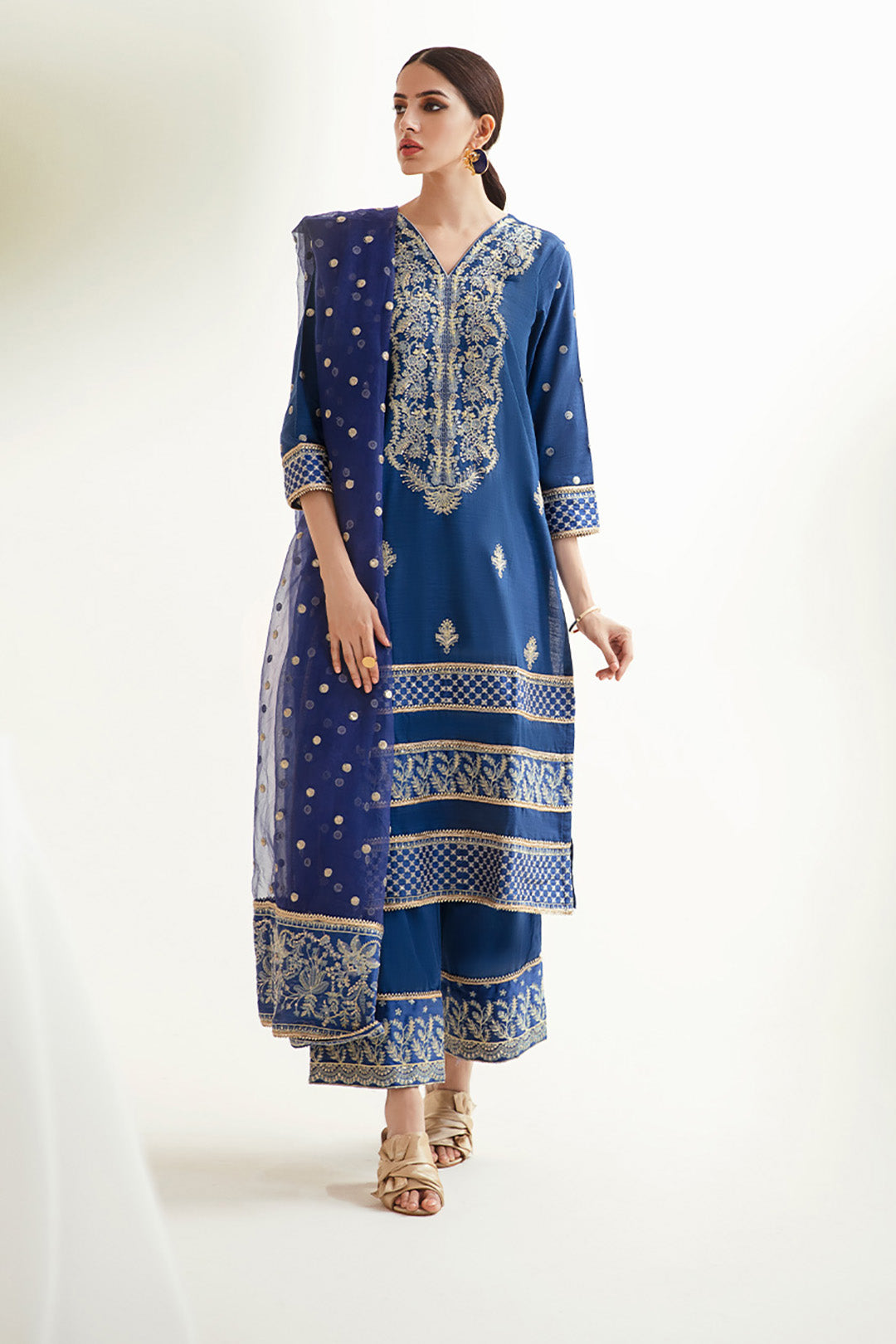 Zellbury | Unstitched 3 Piece Khaddar | Embroidered Shirt Shalwar Dupatta - 0295