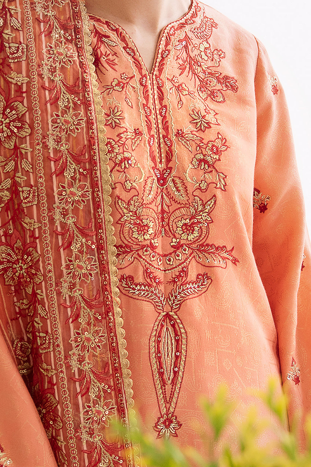Zellbury | Unstitched 3 Piece Jacquard | Embroidered Shirt Shalwar Dupatta - 0296 -  Zellbury Women Luxury Unstitch - Original Designer Dress - House of Maryam