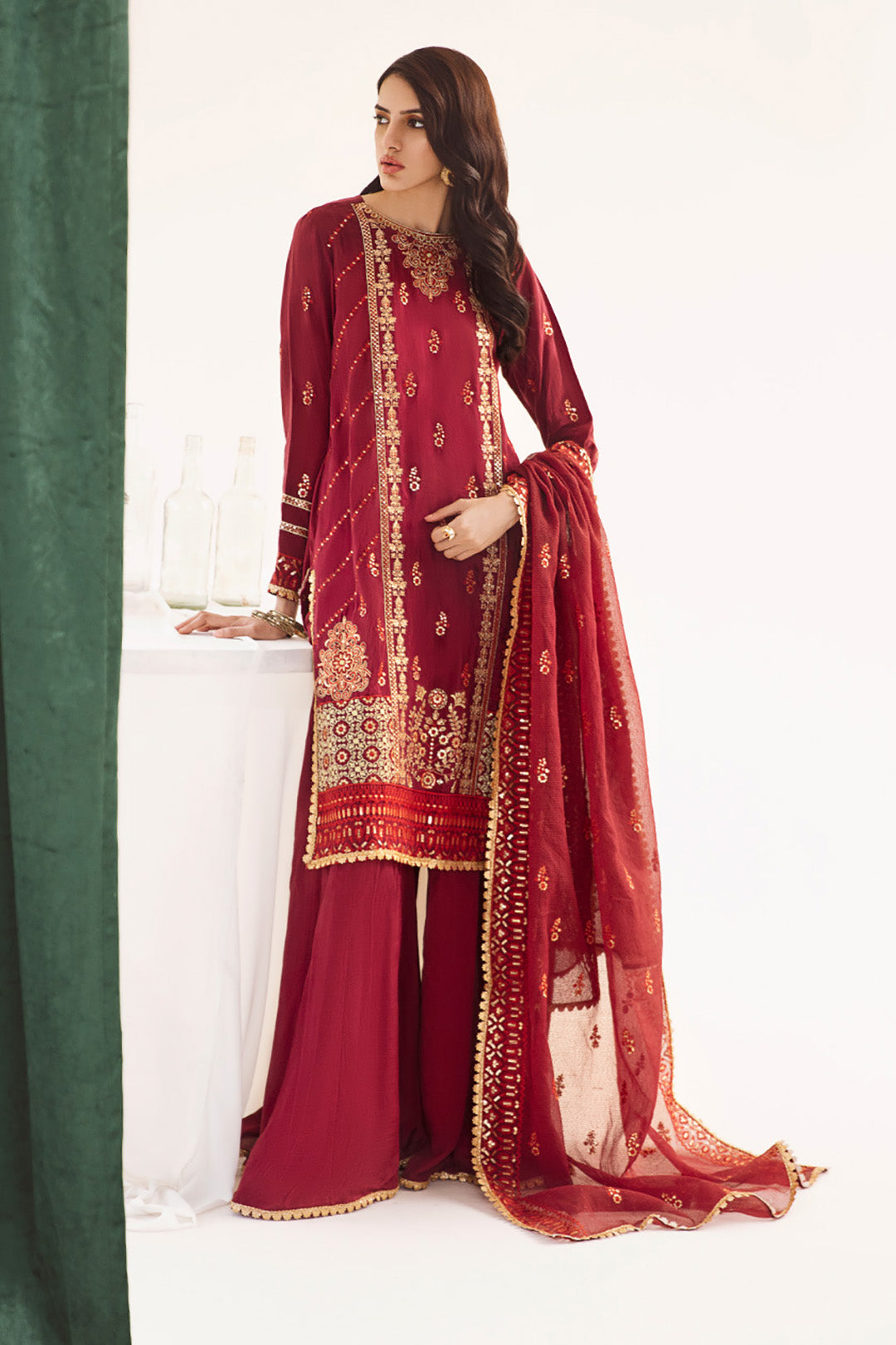 Zellbury | Unstitched 3 Piece Raw Silk | Embroidered Shirt Shalwar Dupatta - 0297 -  Zellbury Women Luxury Unstitch - Original Designer Dress - House of Maryam