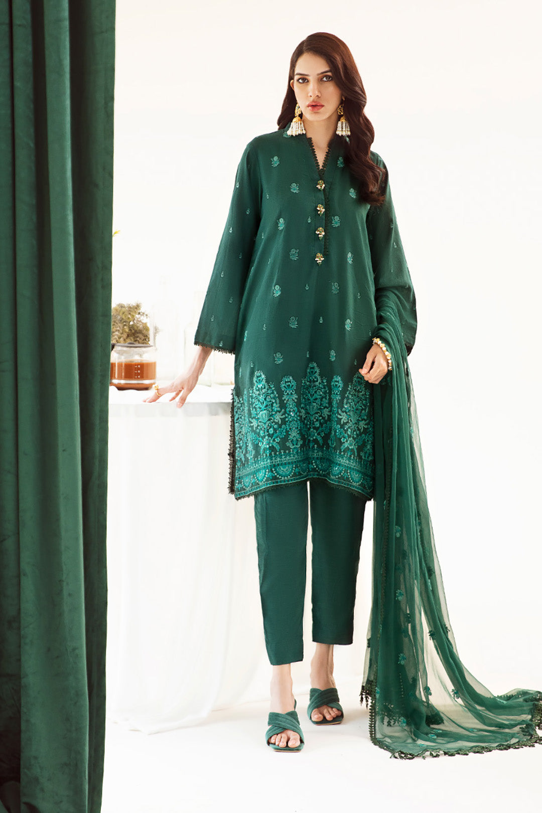 Zellbury | Unstitched 3 Piece Khaddar | Embroidered Shirt Shalwar Dupatta - 0302 -  Zellbury Women Luxury Unstitch - Original Designer Dress - House of Maryam